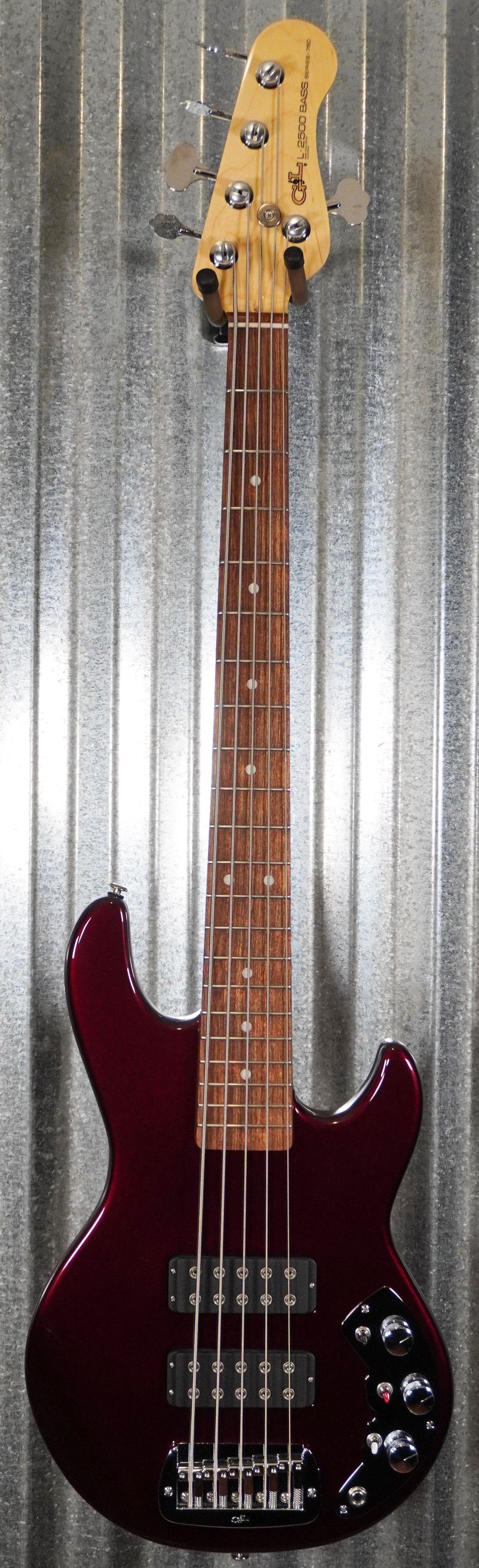 G&L USA CLF L-2500 S750 Ruby Red Metallic 5 String Bass & Case #0075