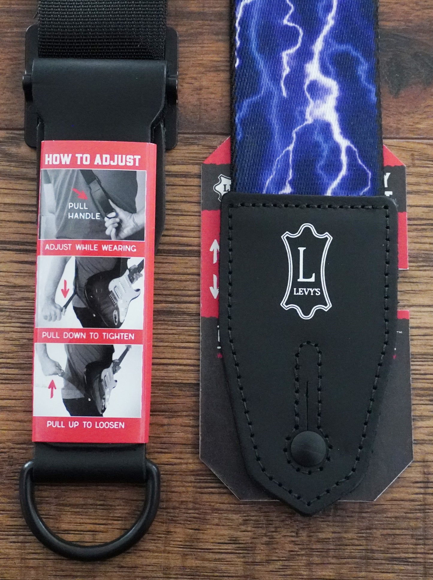 Levy's MPRH-18 Right Height 2" Polyester Guitar Bass Strap with Lightning Bolt Motif