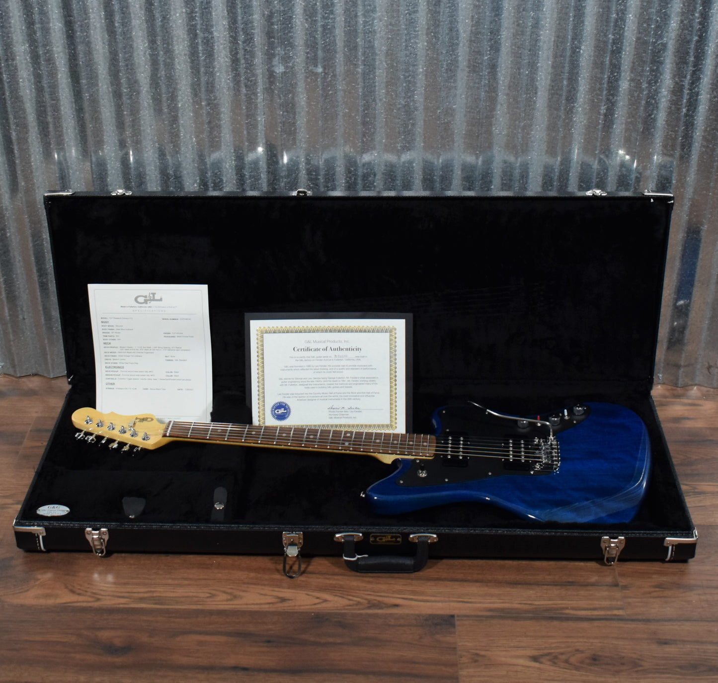 G&L USA CLF Doheny V12 Clear Blue Guitar & Case #6142