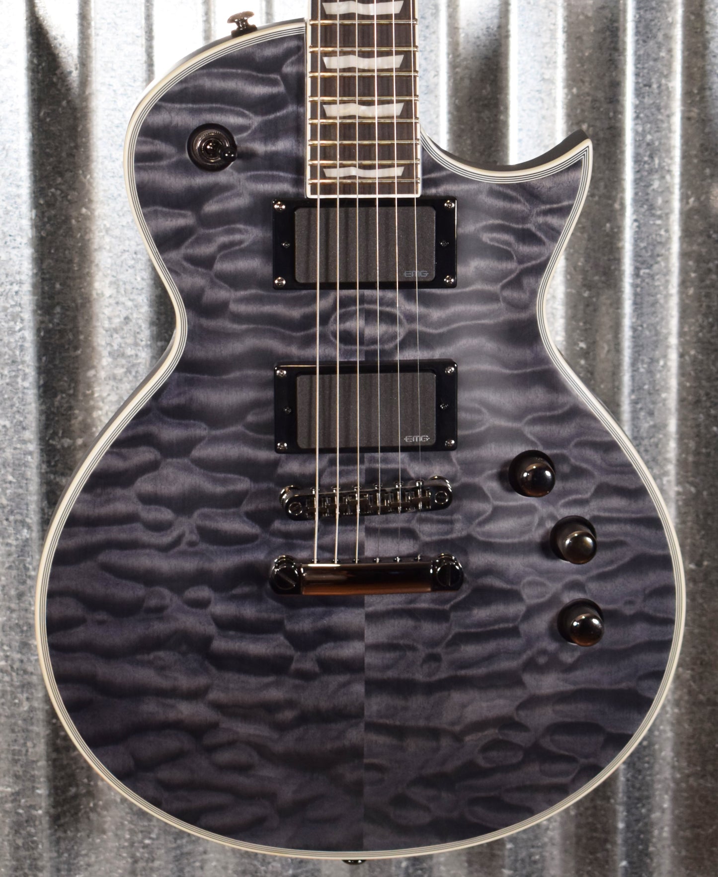 ESP LTD EC-401 Quilt Maple See Thru Black Satin Guitar LEC401QMSTBLKS #2430 Used