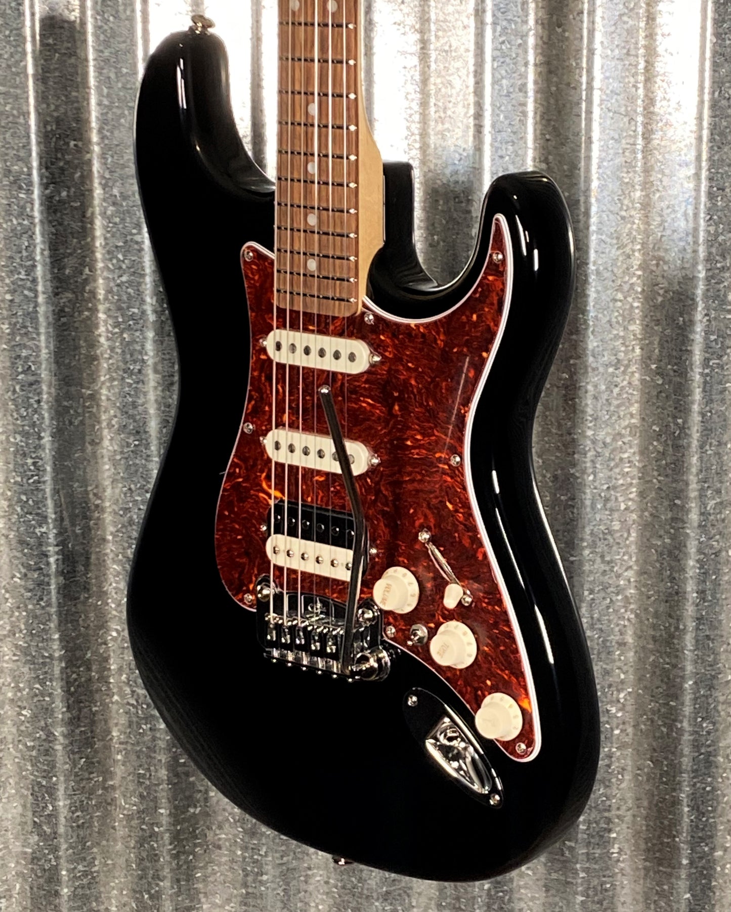 G&L USA 2023 Fullerton Deluxe Legacy HSS Jet Black Guitar & Bag #0063 Used