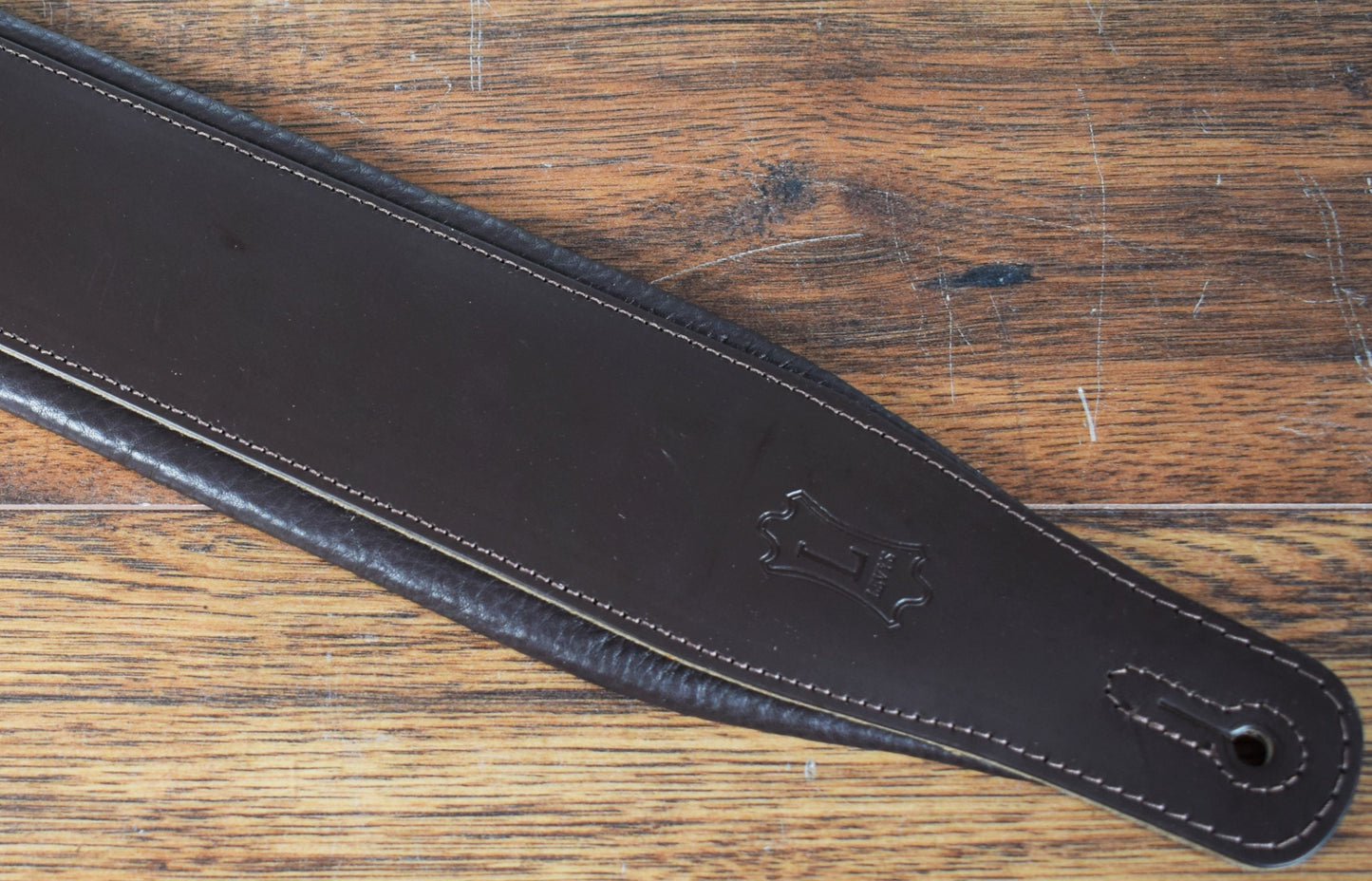 Levy's M26PD-DBR_DBR 3" Adjustable Top Grain Leather Guitar & Bass Strap Dark Brown