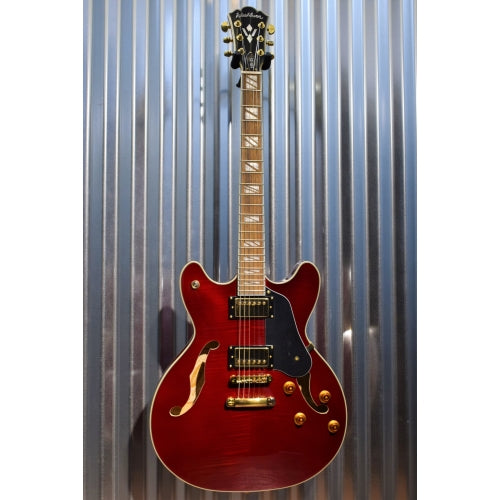 Washburn HB-35 Semi Hollow Guitar Wine Red & Hardshell Case HB35WRK #1010