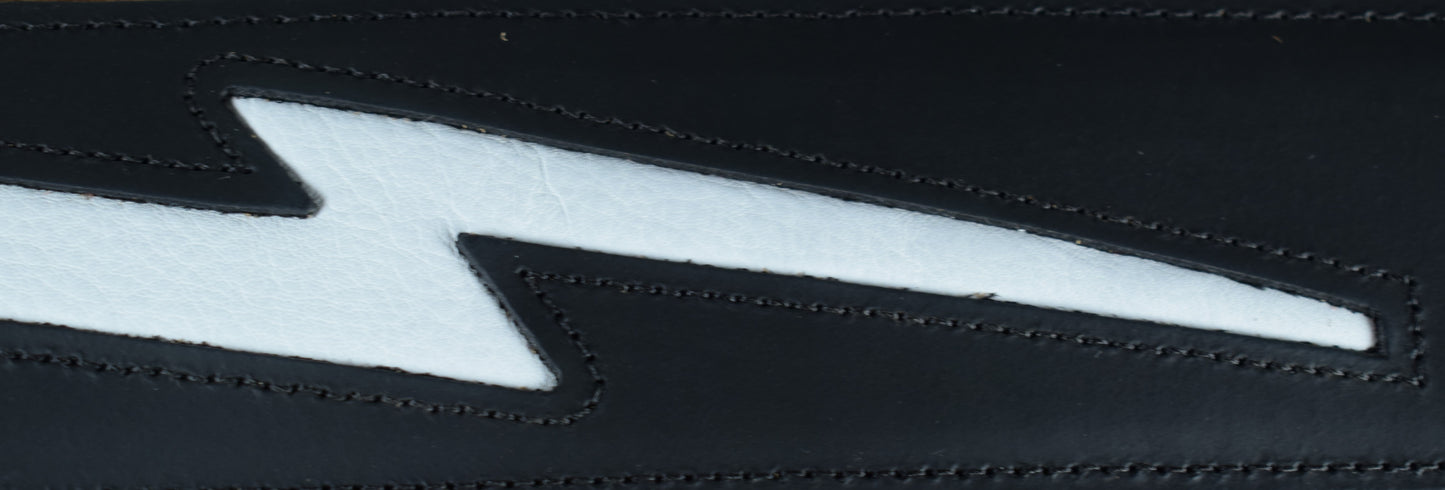 Levy's DM2-BLK 2.5" Leather Guitar & Bass Strap Lightning Bolt Black