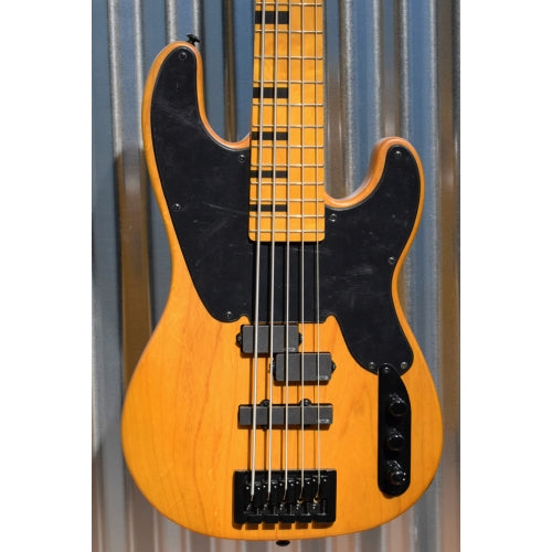 Schecter Model T Session 5 String Bass Aged Natural Satin EMG & Case #1747