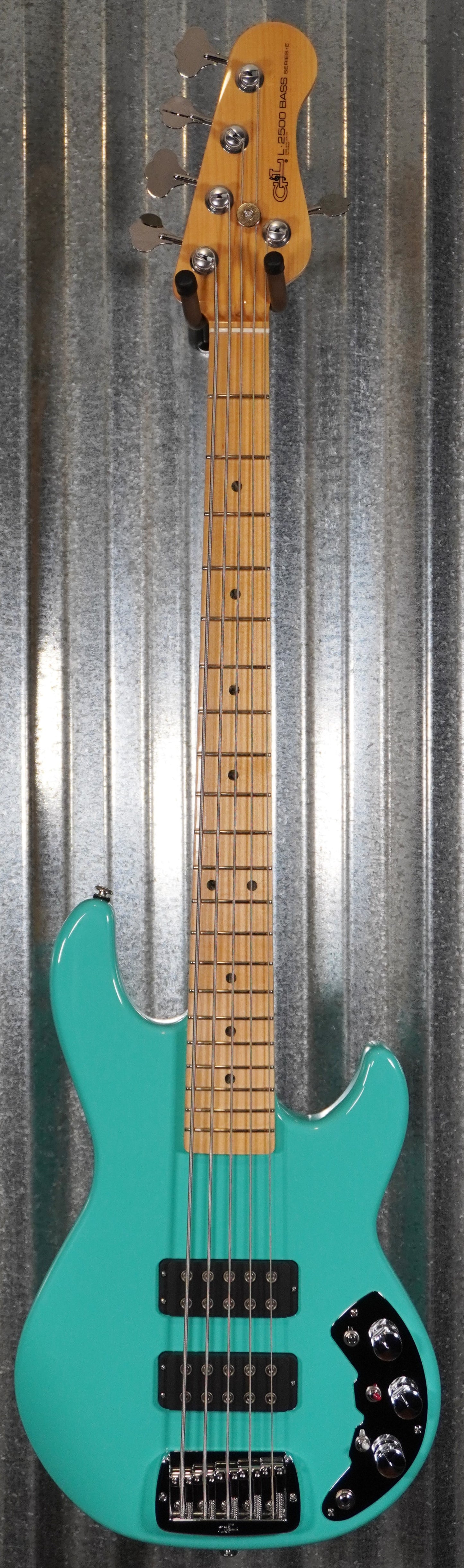 G&L USA CLF L-2500 Turquoise 5 String Bass & Case #9047