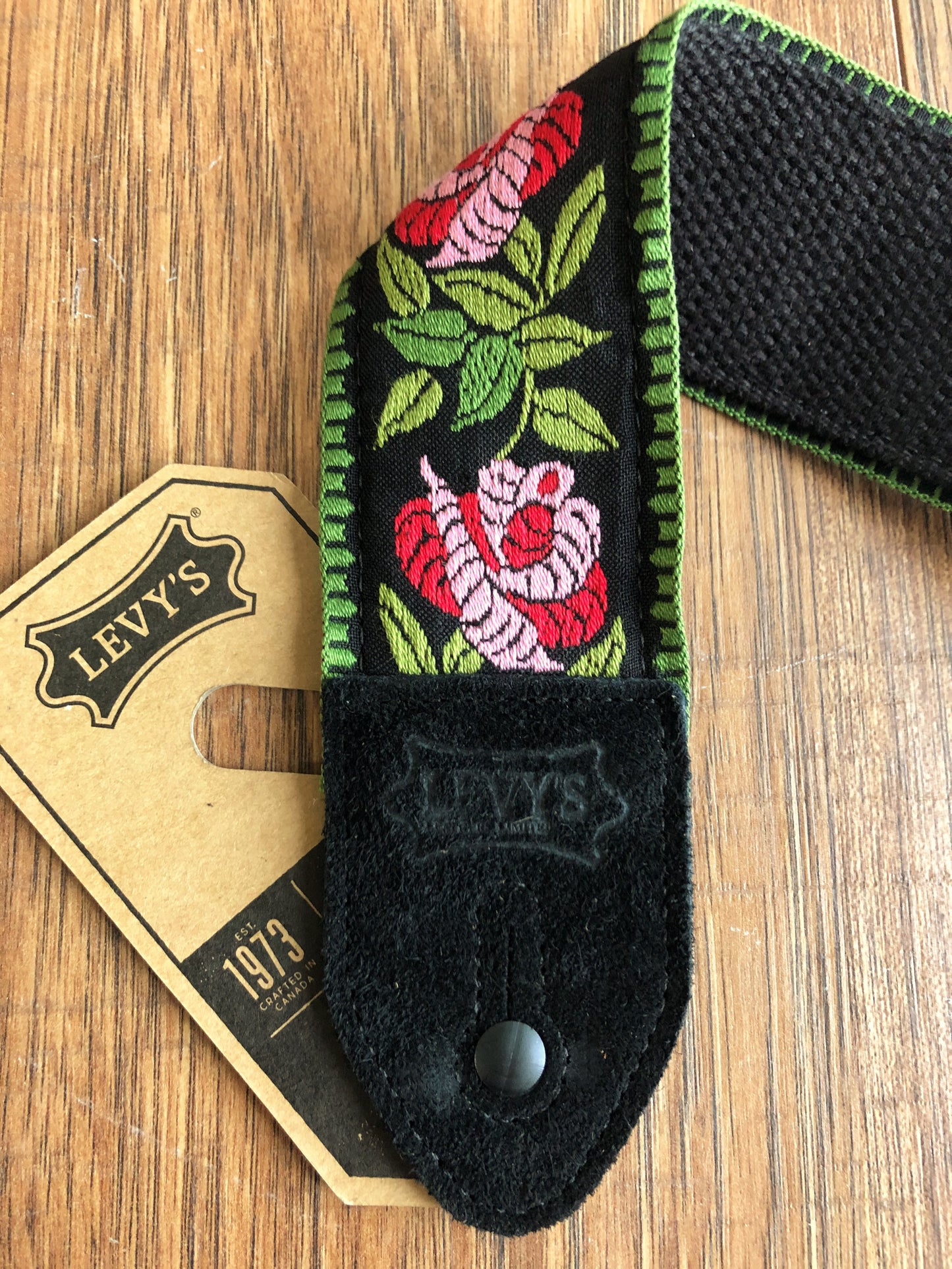 Levy's MC8JQ-003 2" Jacquard Woven Cotton Back Adjustable Guitar & Bass Strap Pink Green