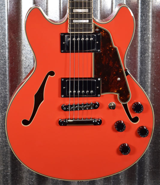 D'Angelico Premier Mini DC Cut Semi Hollow Stop Bar Fiesta Red Guitar & Bag #0182
