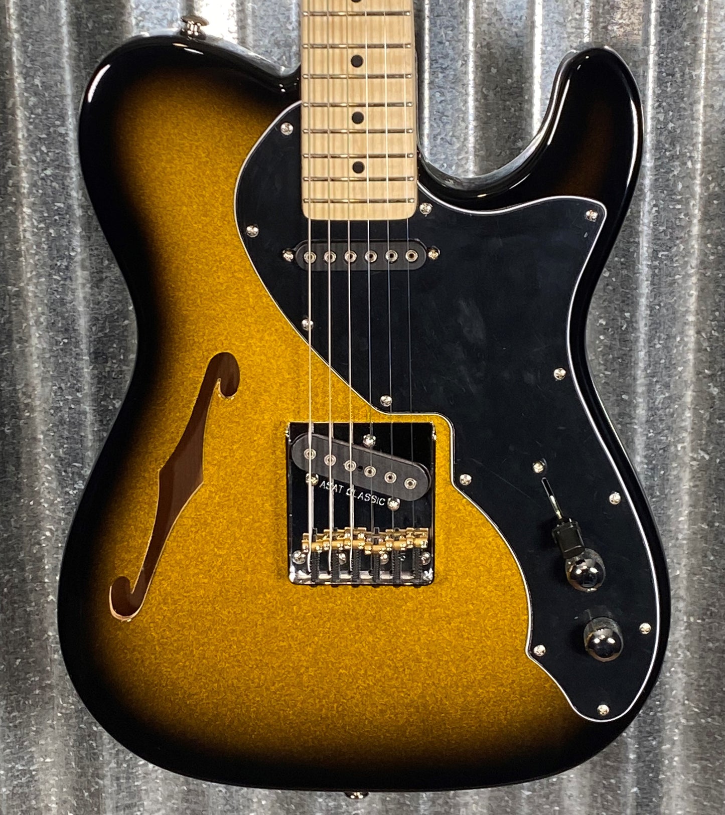 G&L USA Limited Edition ASAT Classic Thinline Semi Hollow 2 Tone Goldburst Metallic Guitar & Bag #3109 Used