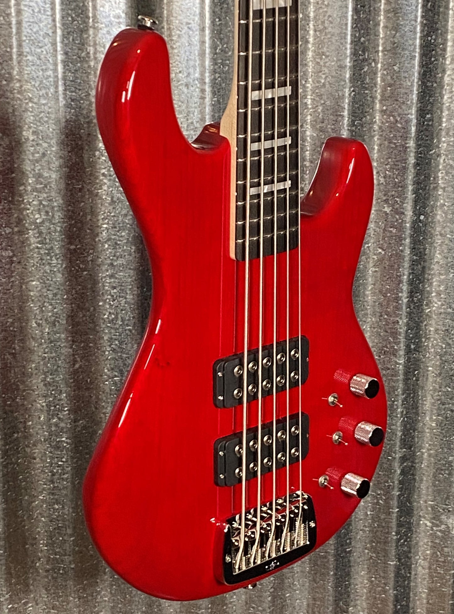 G&L USA Custom L-2500 Clear Red 5 String Bass & Case L2500 #0286