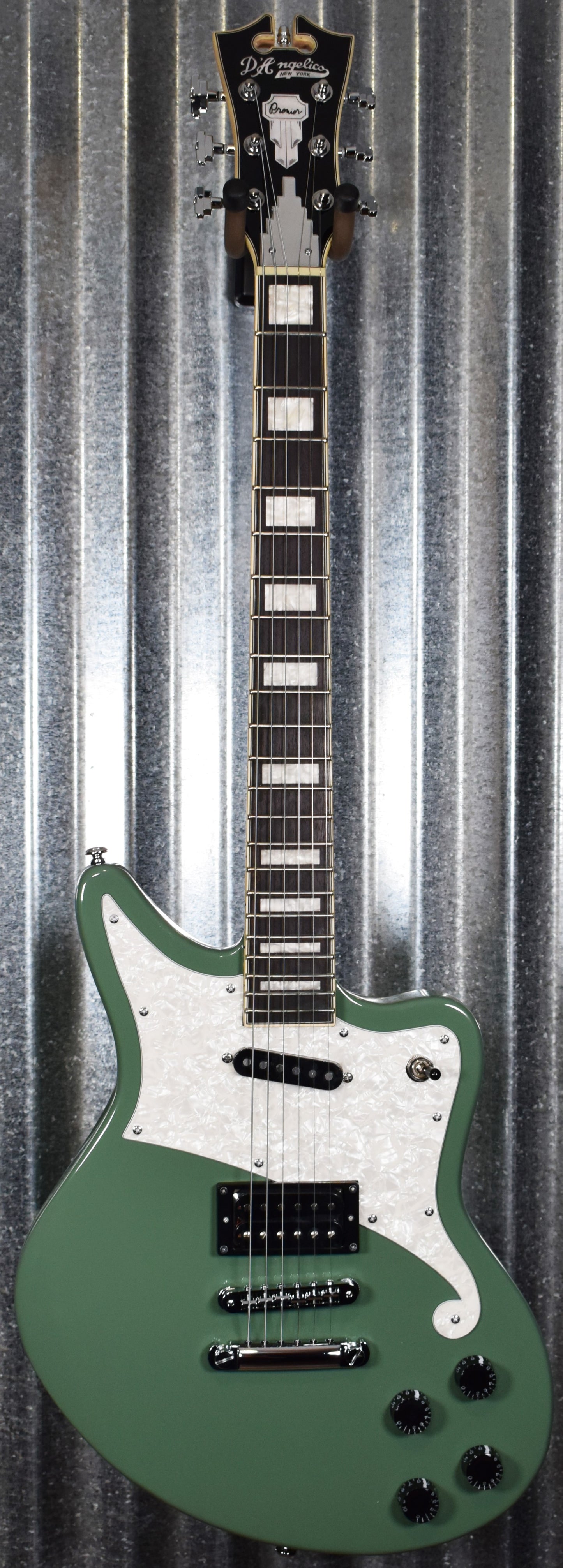 D'Angelico Premier Bedford Offset Stop Bar Army Green Guitar & Bag #2374