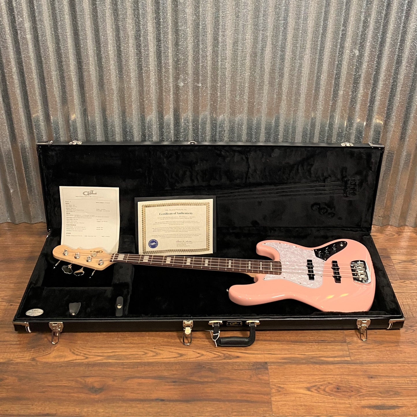 G&L USA JB Shell Pink 4 String Bass & Case #8200