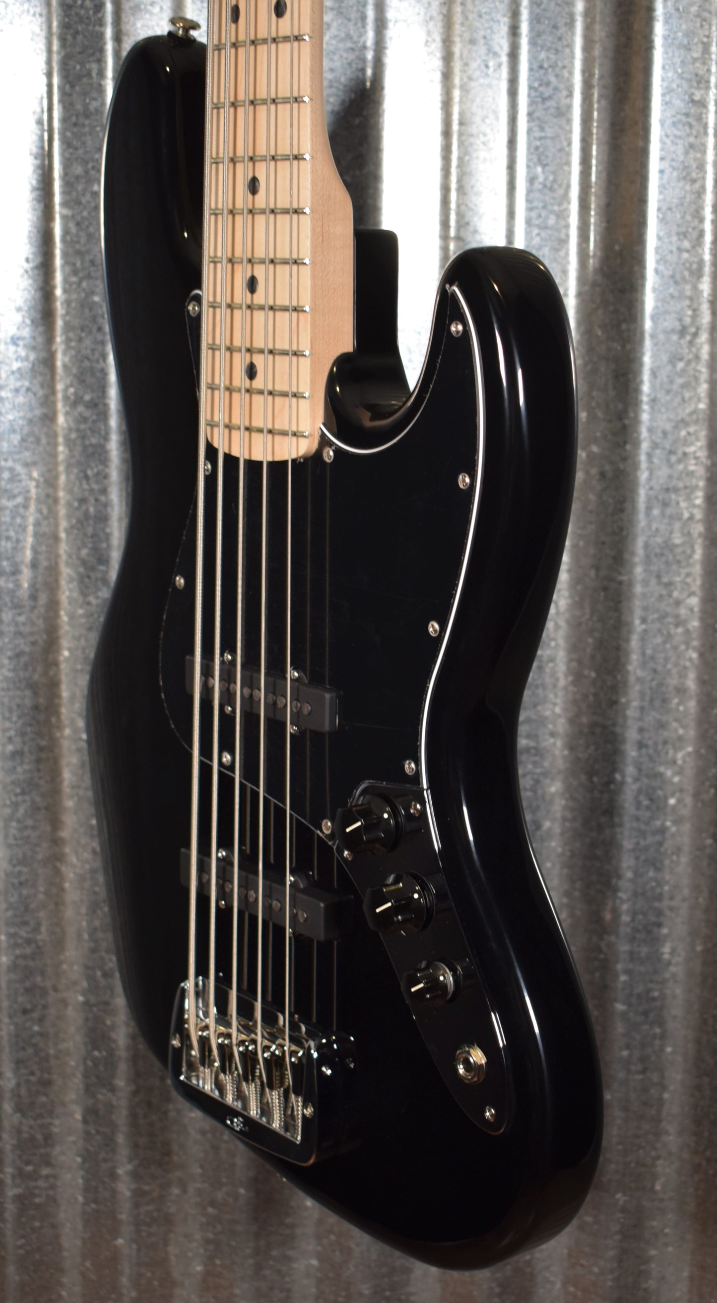 G&L USA JB-5 Jet Black 5 String Jazz Bass Maple Satin Neck & Case #6029