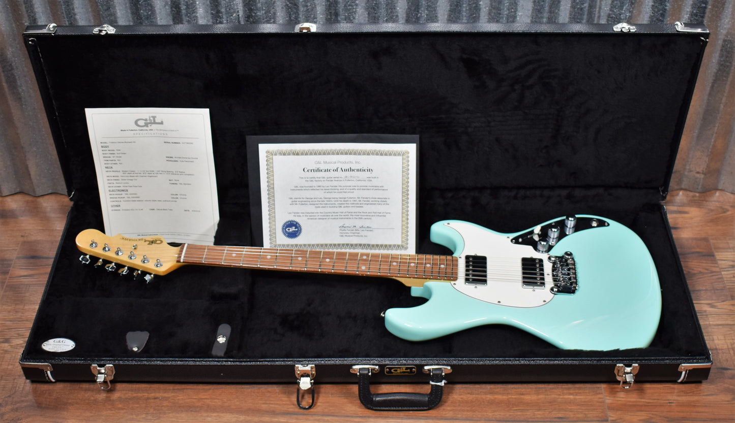 G&L USA Fullerton Deluxe Skyhawk HH Surf Green Guitar & Case #2092