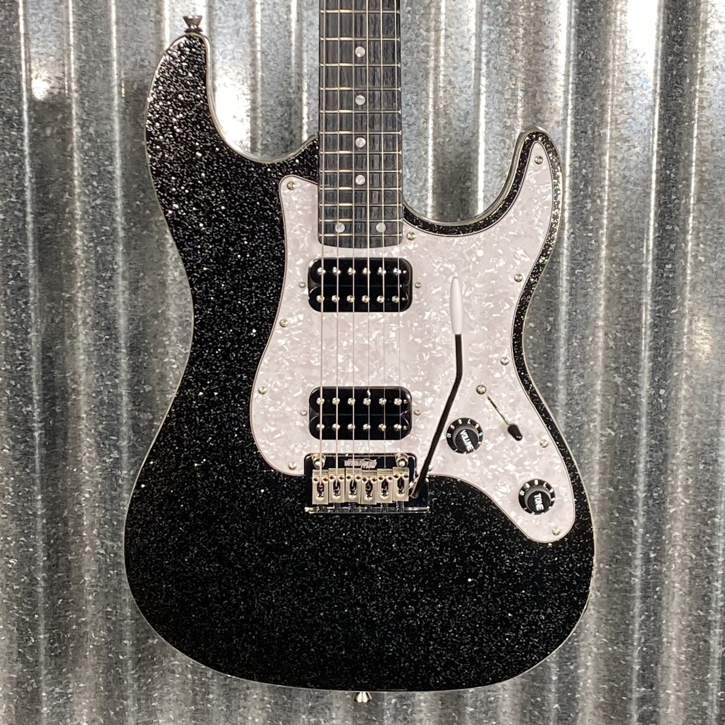 Jet JS500BLS HH Strat Style Guitar Bound Black Sparkle #0010