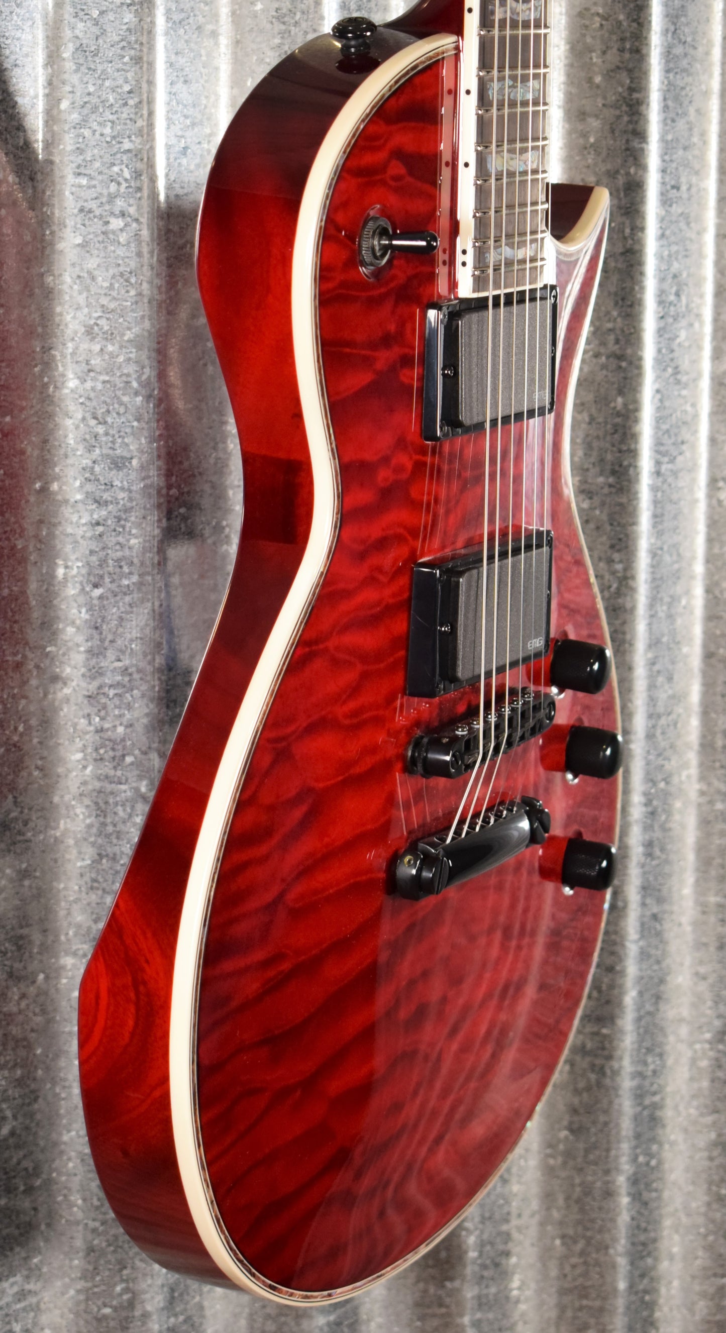 ESP LTD EC-1000 Quilt Top See Through Black Cherry EMG Guitar LEC1000STBC #1224 Demo