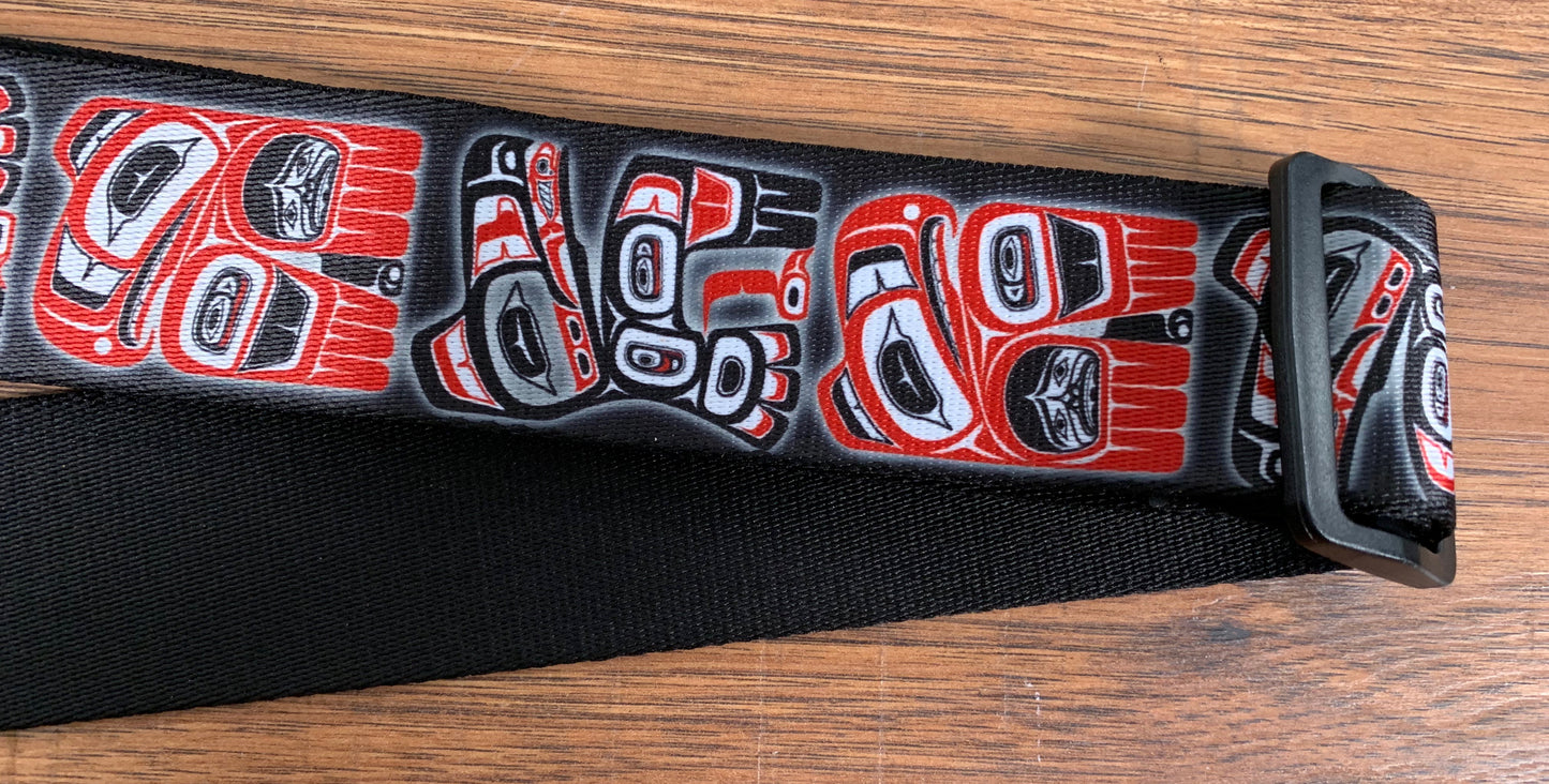 Levy's MPSS2HG-001 2" Sublimation Polyester Guitar Strap Haida Totem Pole Black Red