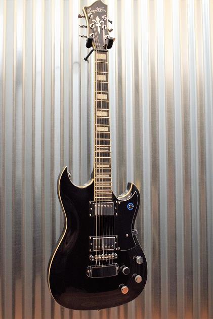 Hagstrom Pat Smear SIgnature PASS-BLK Guitar Gloss Black & Gig Bag Blem #159