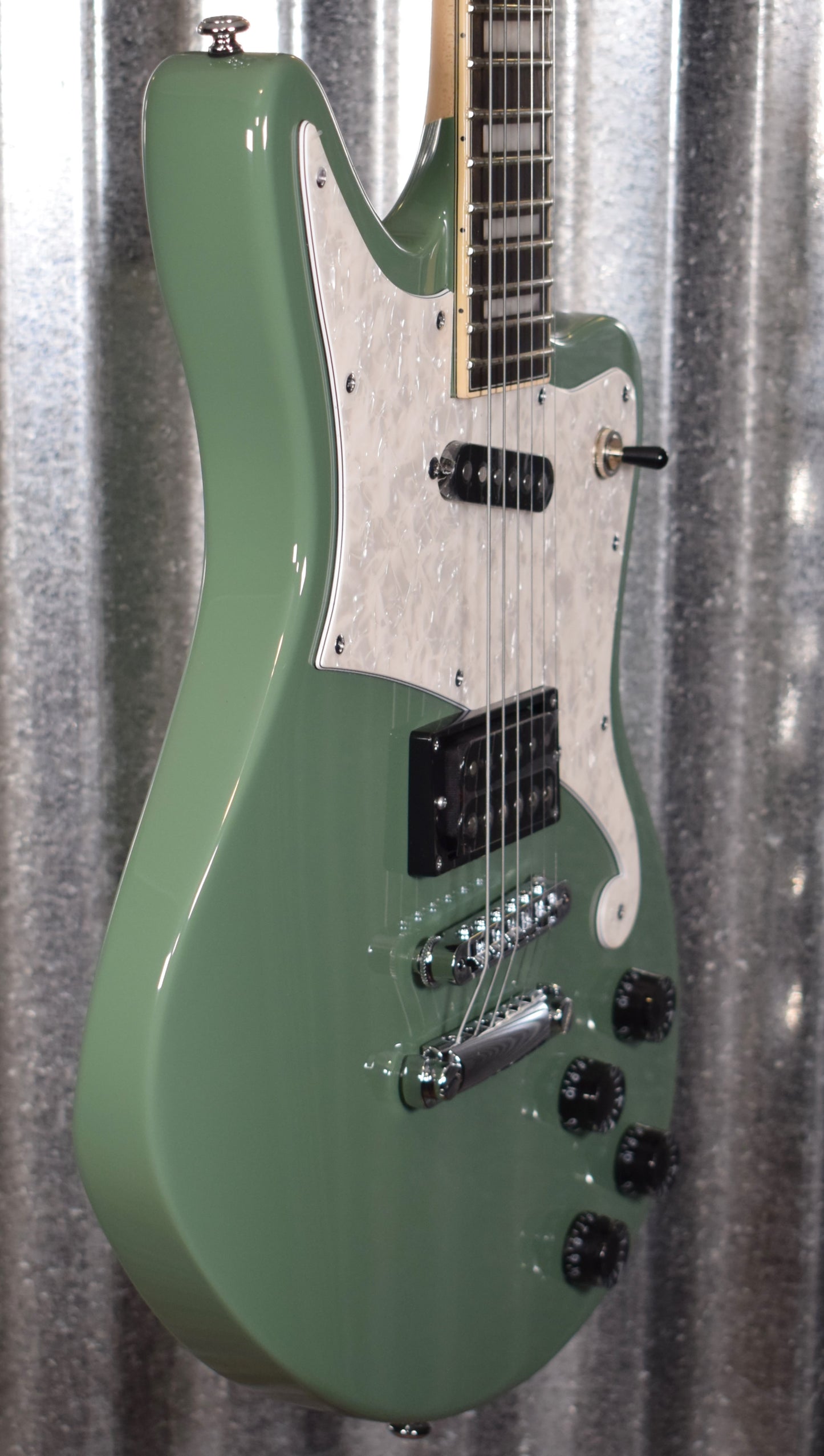 D'Angelico Premier Bedford Offset Stop Bar Army Green Guitar & Bag #2374