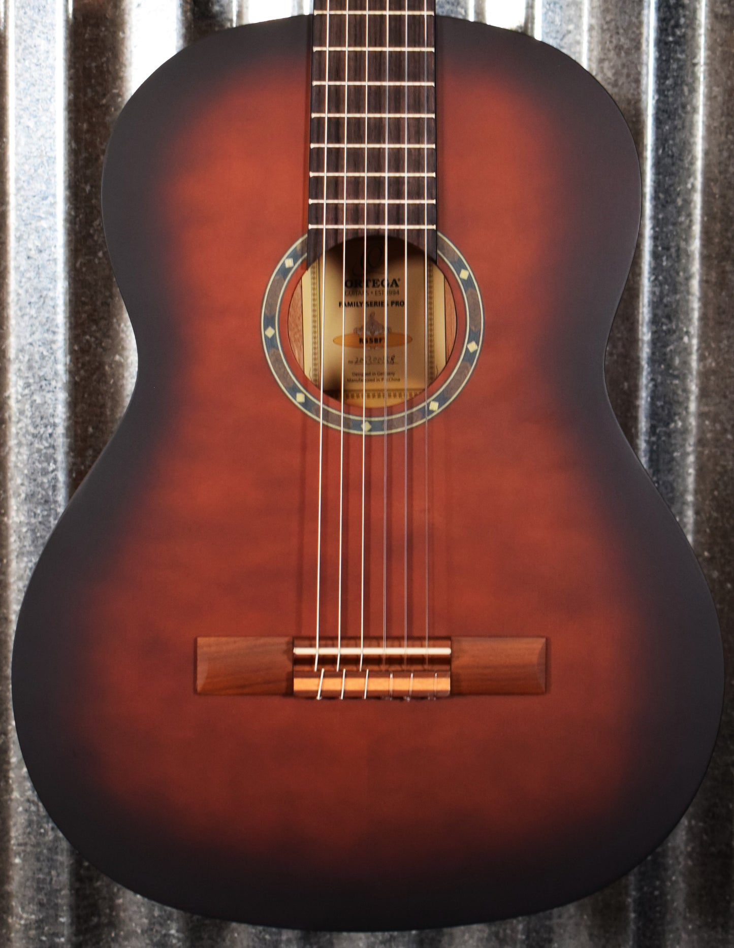 Ortega R55BFT Solid Top Nylon String Acoustic Guitar Bourbon Fade #0158
