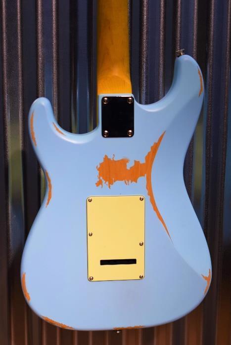Vintage Icon V6MRLB SSS Relic Distressed Laguna Blue Wilkinson Guitar #25