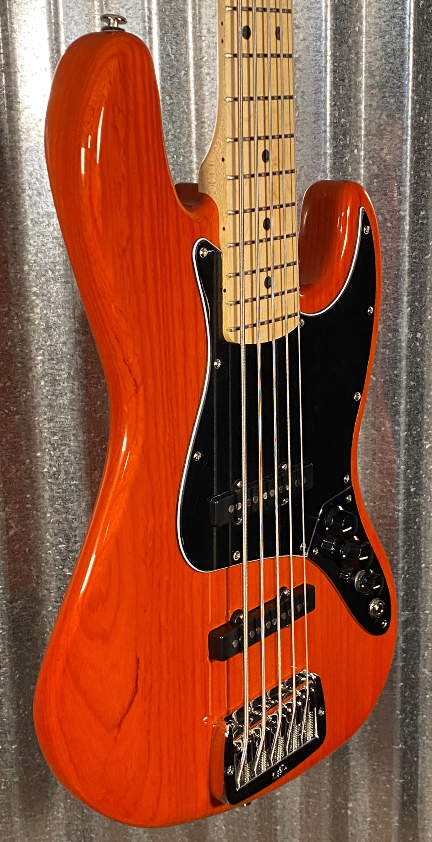 G&L USA JB-5 5 String Jazz Bass Clear Orange & Case JB5 Blem #1110