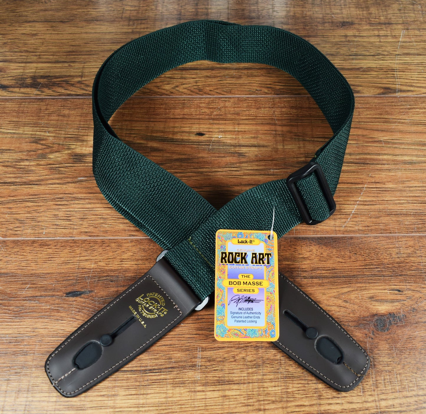 LOCK-IT Straps Polypro Series 2" Dark Green Poly Guitar Bass Strap 007 P2-DGRN/BRN