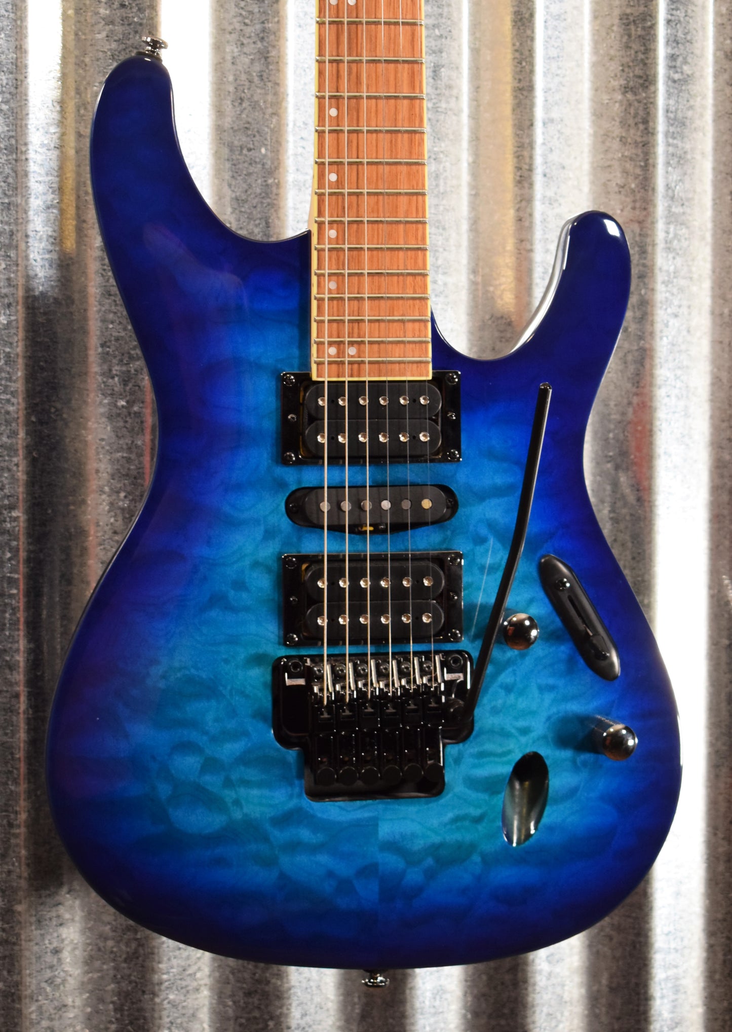 Ibanez S670QM S-Series Quilt Maple Sapphire Blue Guitar & Case #8874 Used