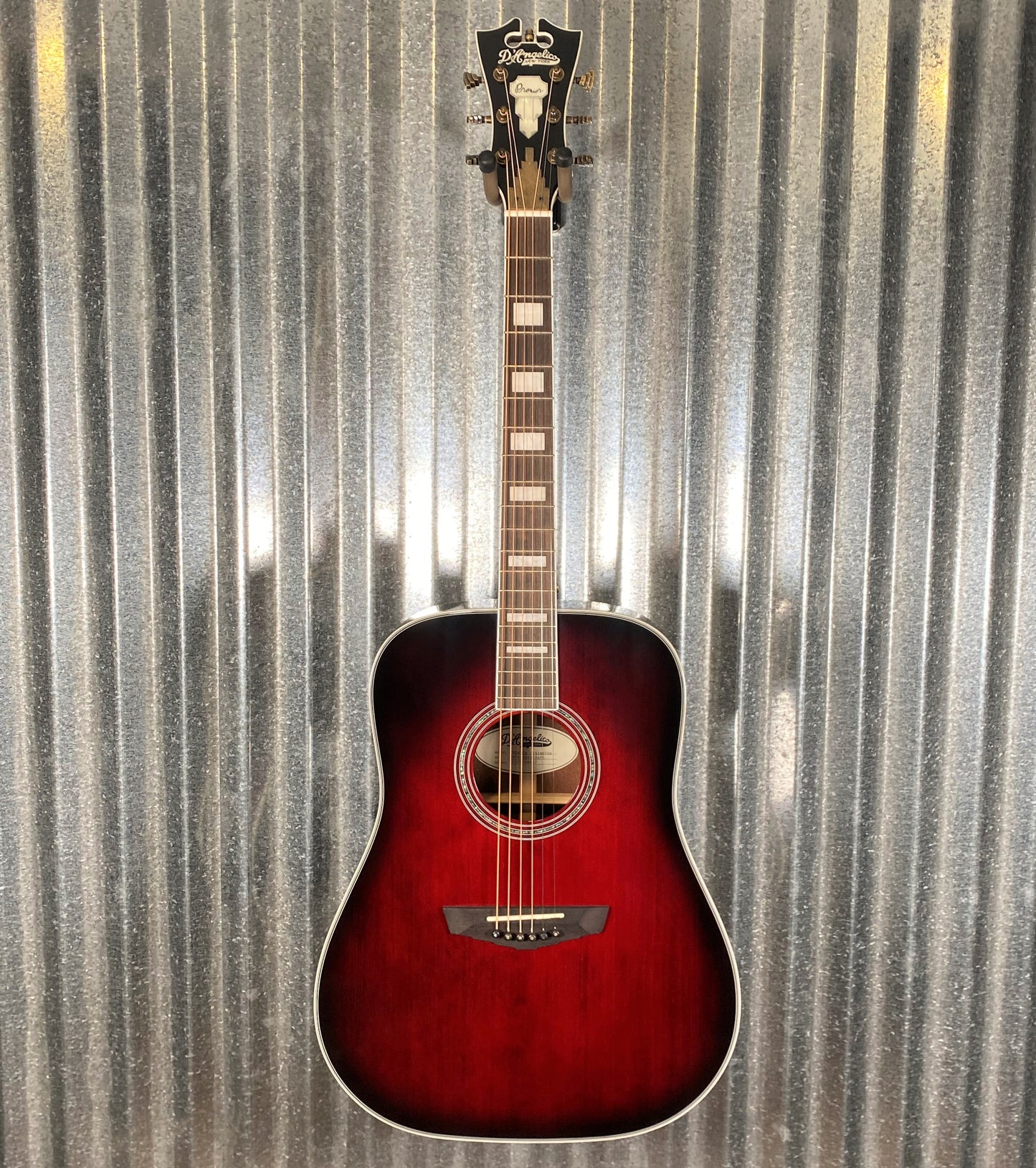 D'Angelico Premier Lexington Dreadnought E Trans Black Cherry Acoustic Electric Guitar #4657