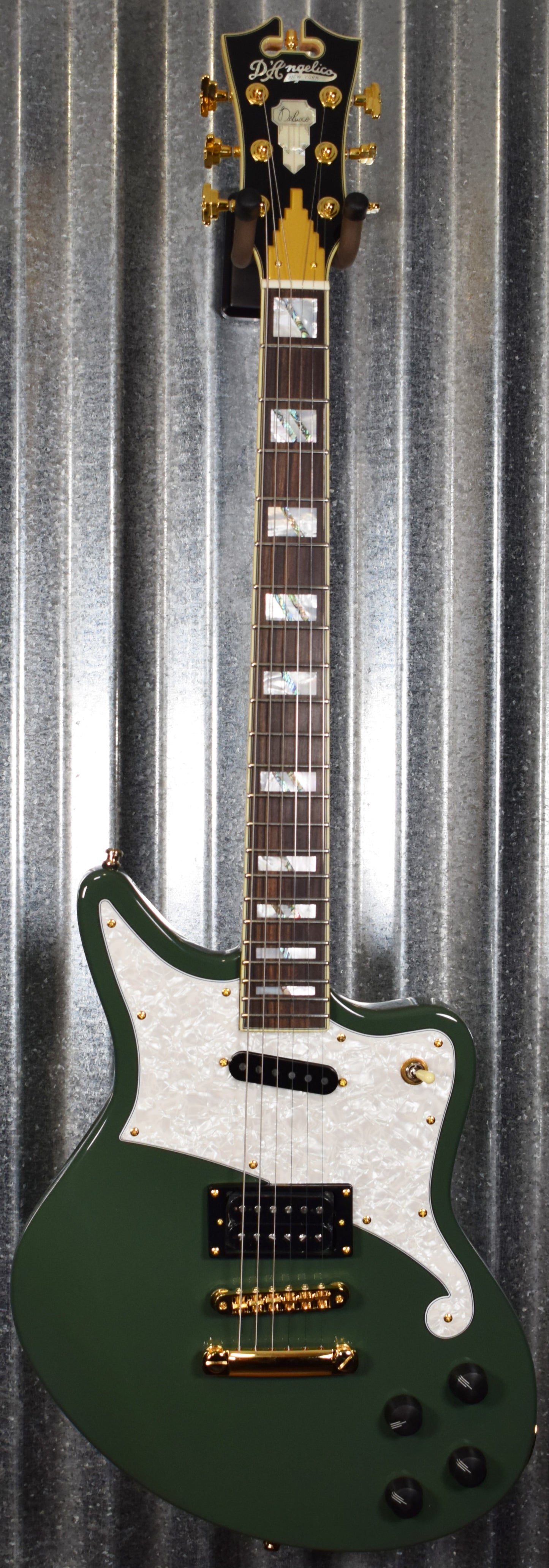 D'Angelico Deluxe Bedford Offset Army Green Guitar & Case #0630