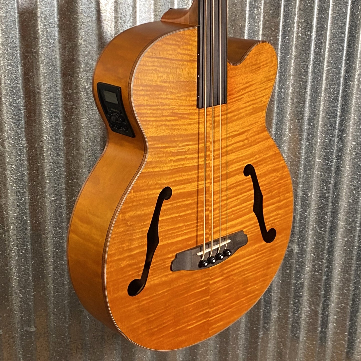 Aria Pro FEB-F2/FL 4 String Acoustic Electric Fretless Bass Brown Stain #0706