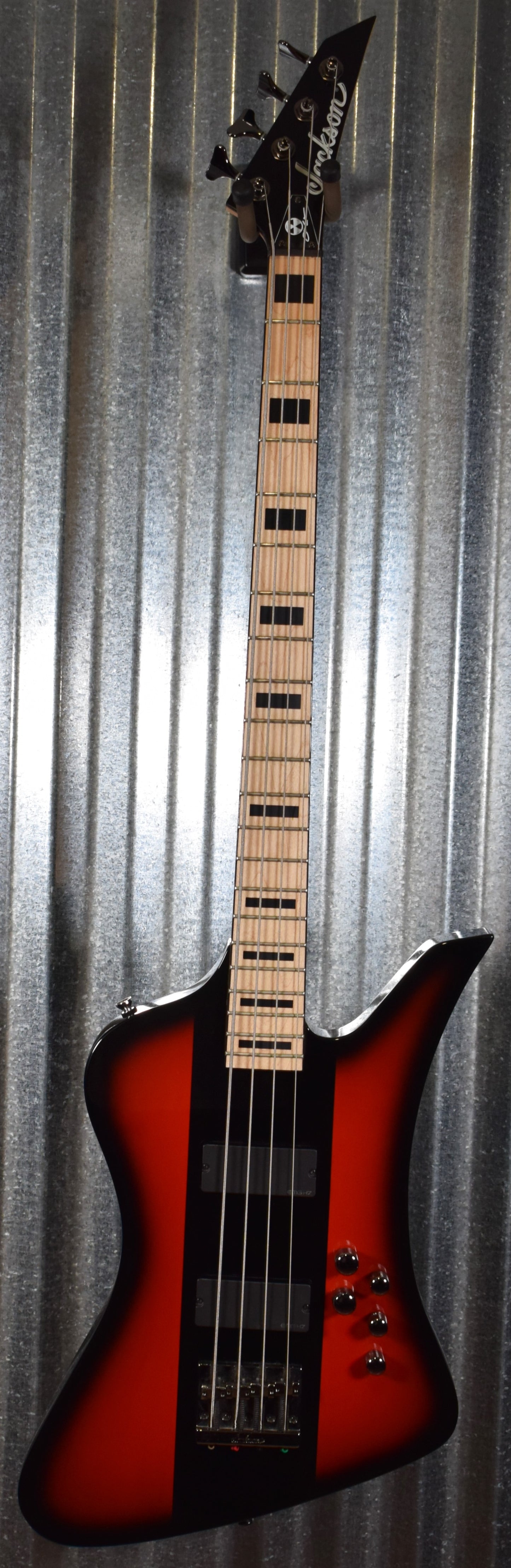 Jackson X Series David Ellefson Kelly Bird IV Red Stripe 4 String Bass #0436 Used