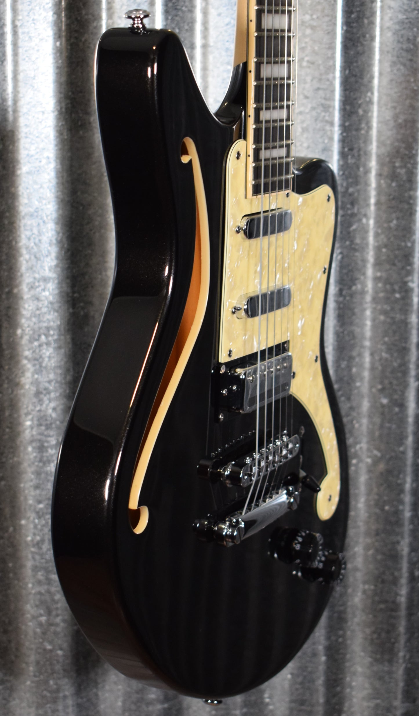 D'Angelico Premier Bedford SH Offset Semi Hollow Black Flake Guitar & Bag #1555