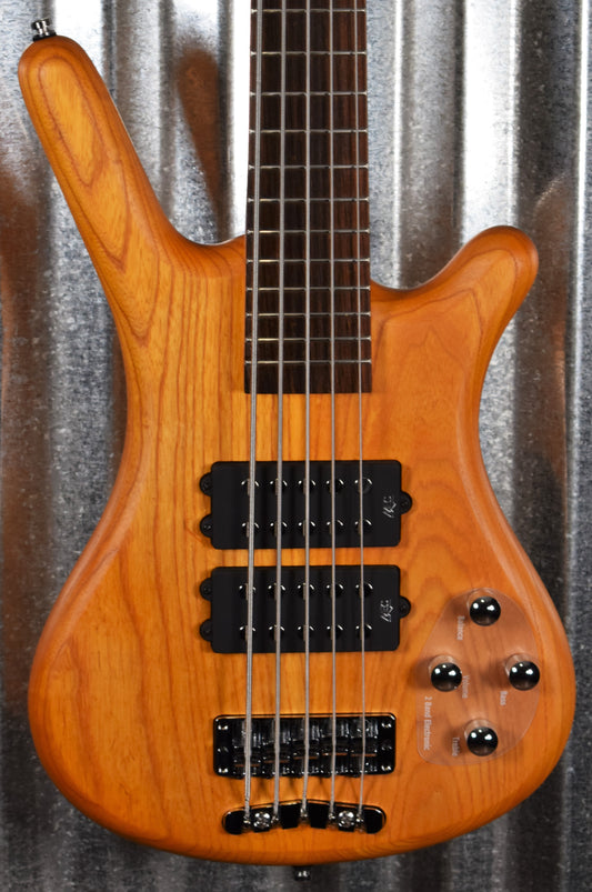 Warwick Rockbass Corvette $$ Double Buck 5 String Active Bass Honey Violin & Bag #7420