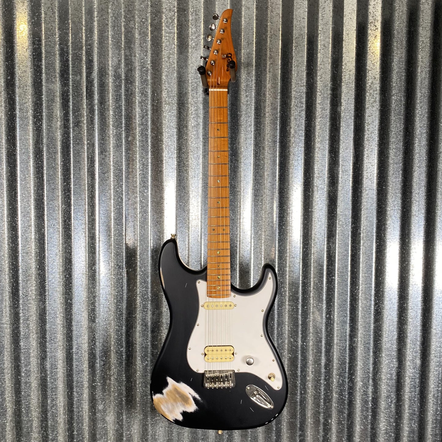 Jet JS800 Relic BK Strat Style Hard Tail Guitar Black Distressed #0004