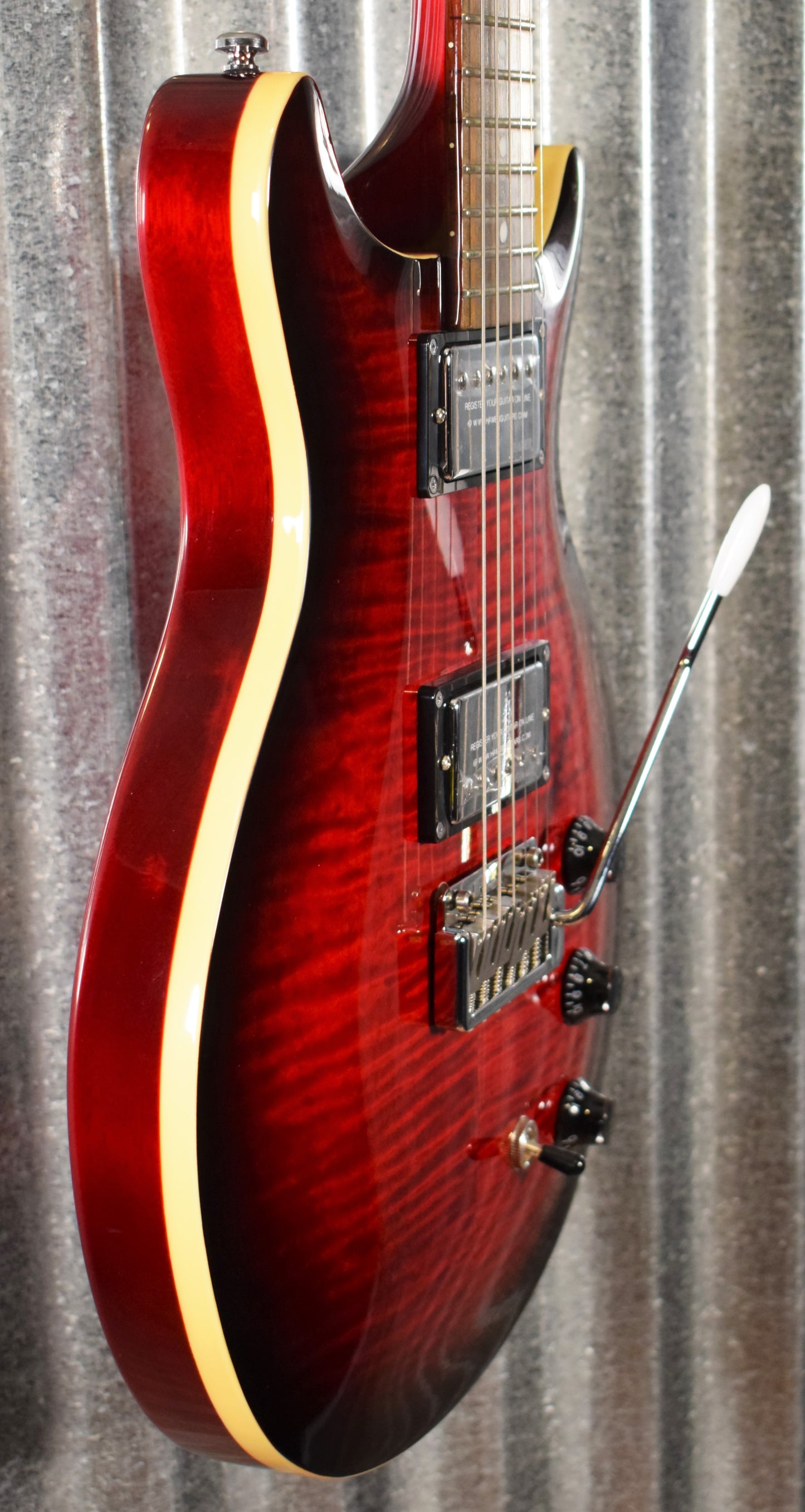 Hamer Archtop Flame Dark Cherry Wilkinson Tremolo Electric Guitar SATFW-DCB #1106
