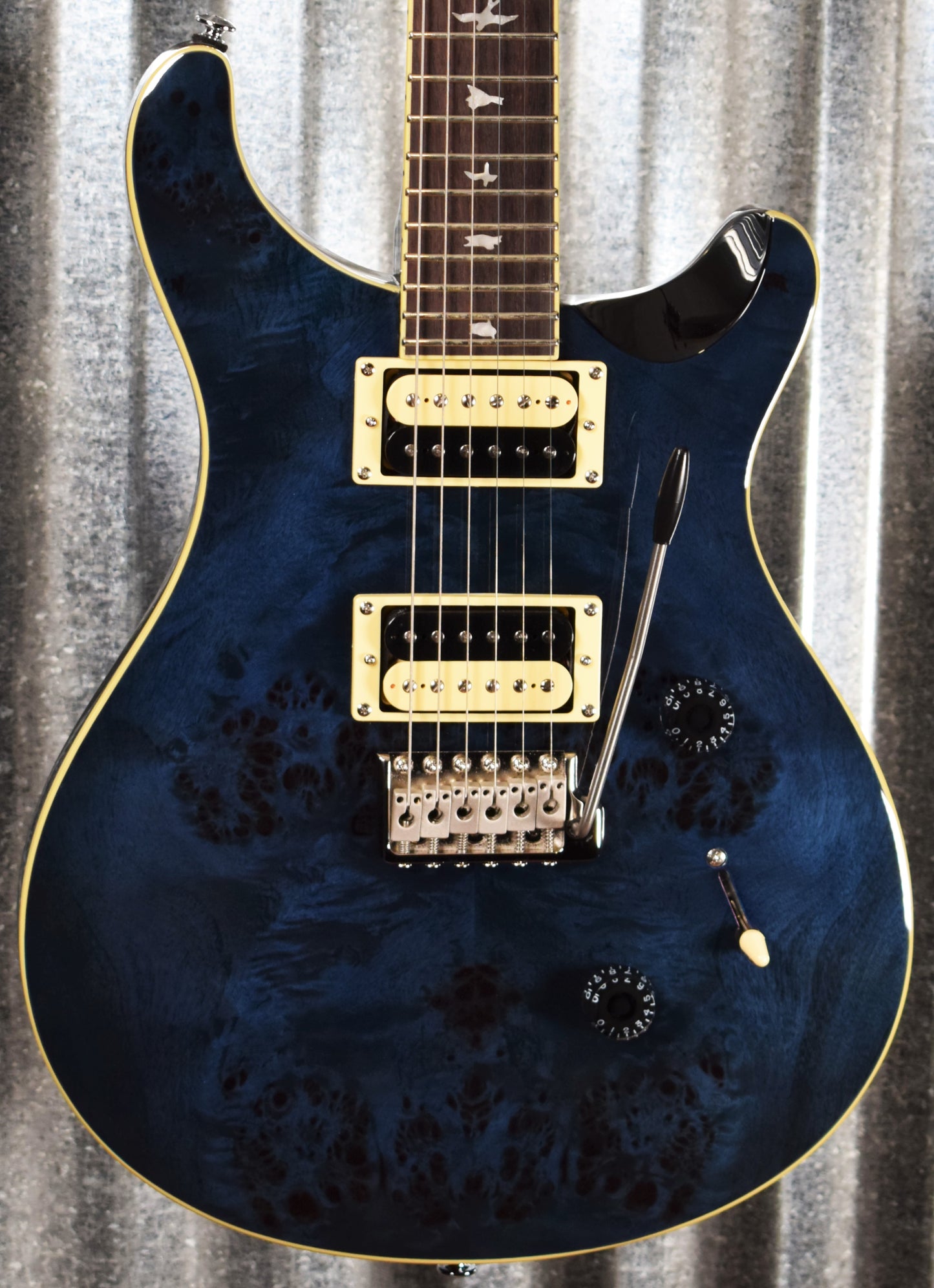 PRS Paul Reed Smith SE Custom 24 Exotic Poplar Burl Whale Blue Guitar & Bag #8909