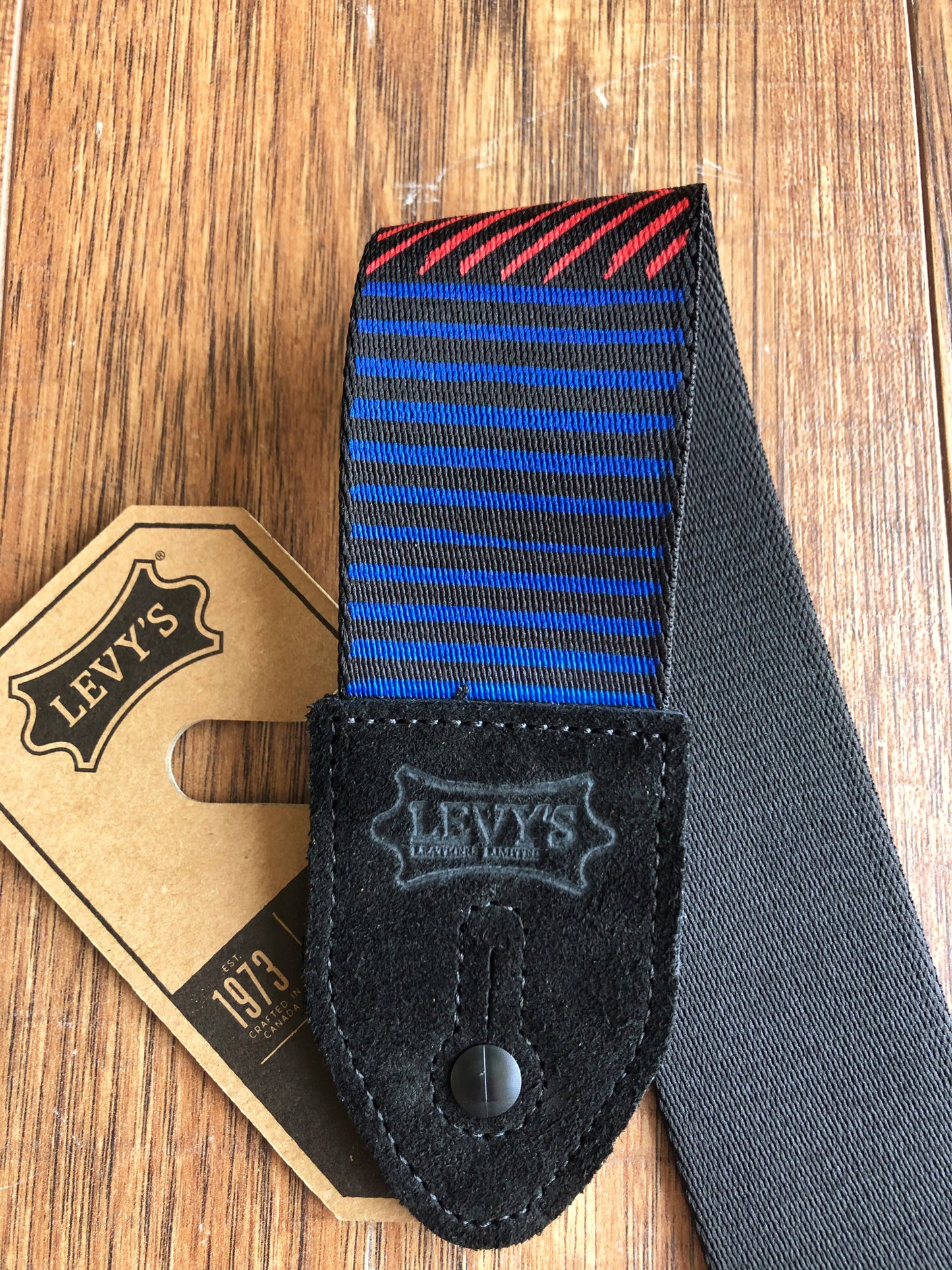 Levy's MP2TC-001 2" Adjustable Print Poly Guitar & Bass Strap Black Red Blue