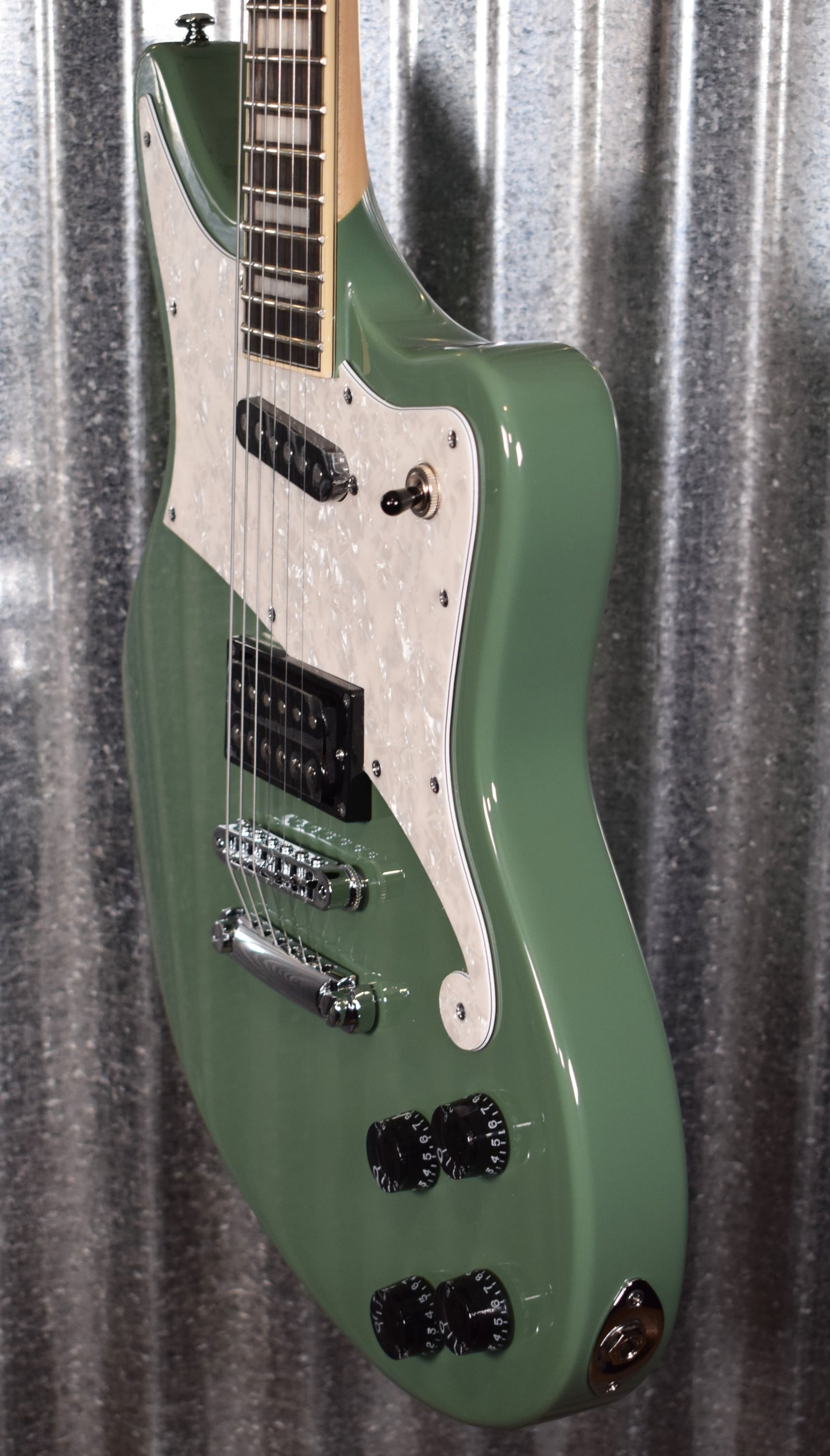 D'Angelico Premier Bedford Offset Stop Bar Army Green Guitar & Bag #2374