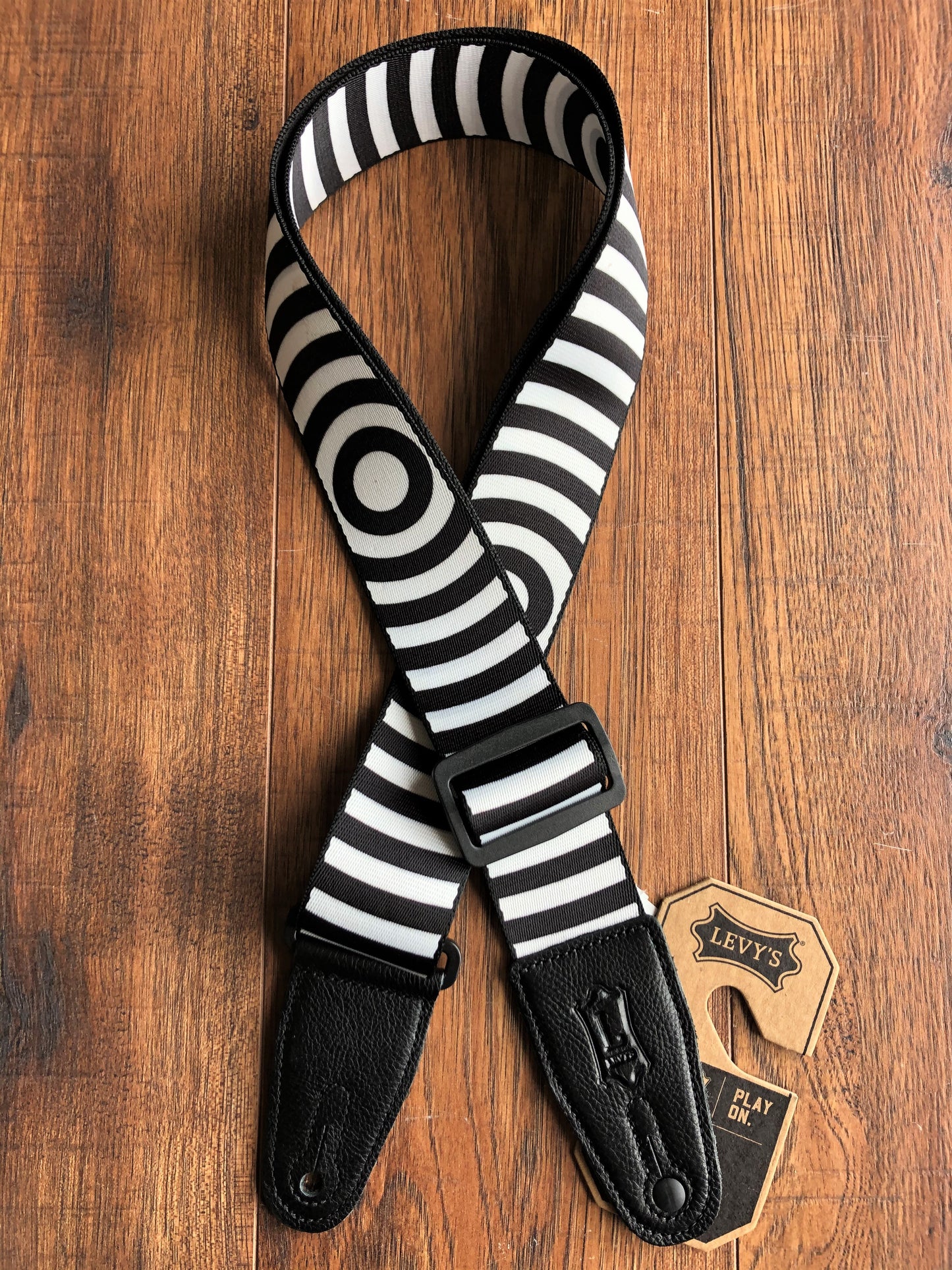 Levy's MPS2-064 2" Adjustable Print Poly Guitar & Bass Strap Black White