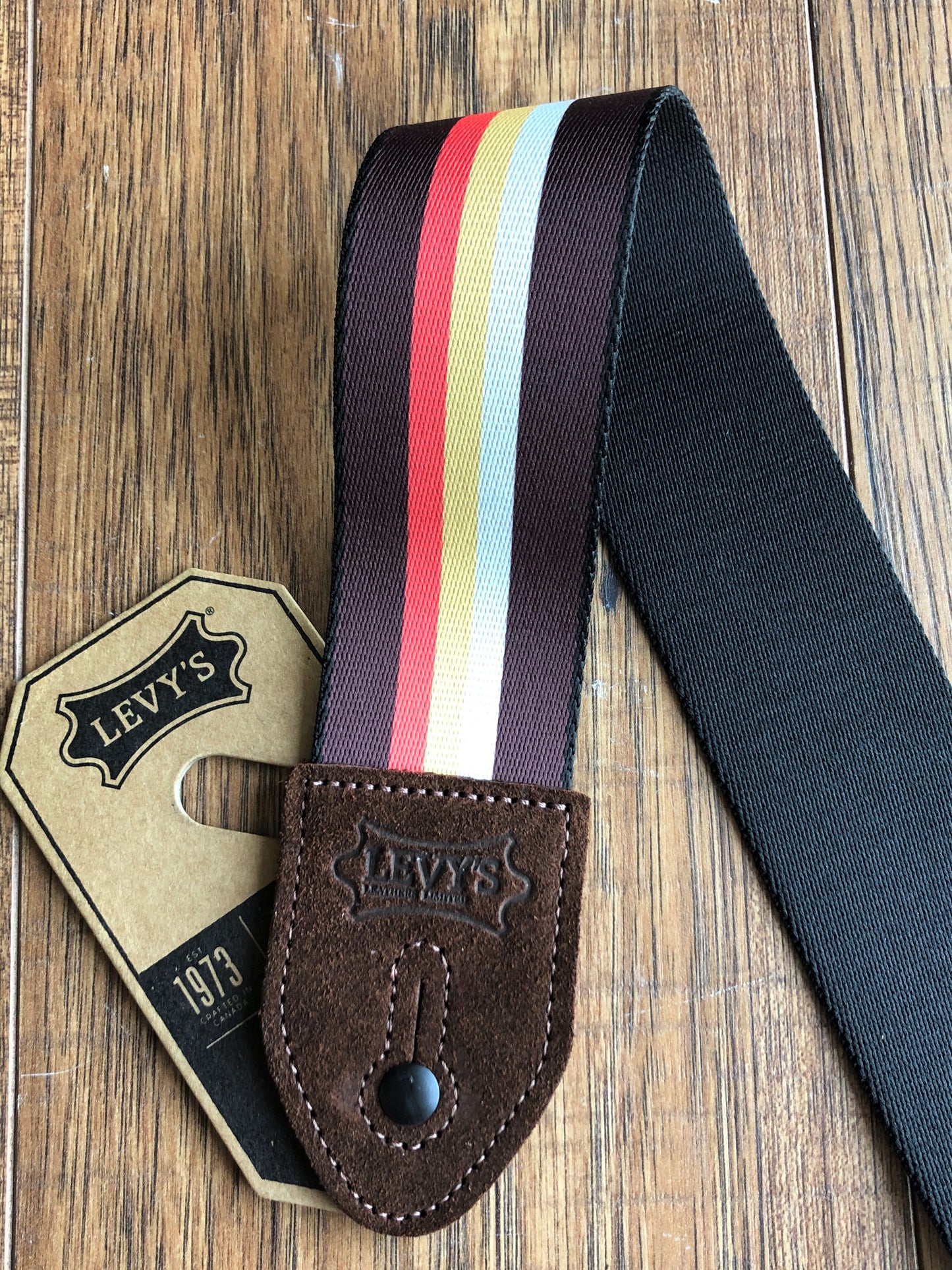 Levy's MP2-001 2" Adjustable Print Poly Guitar & Bass Strap Stripes Brown
