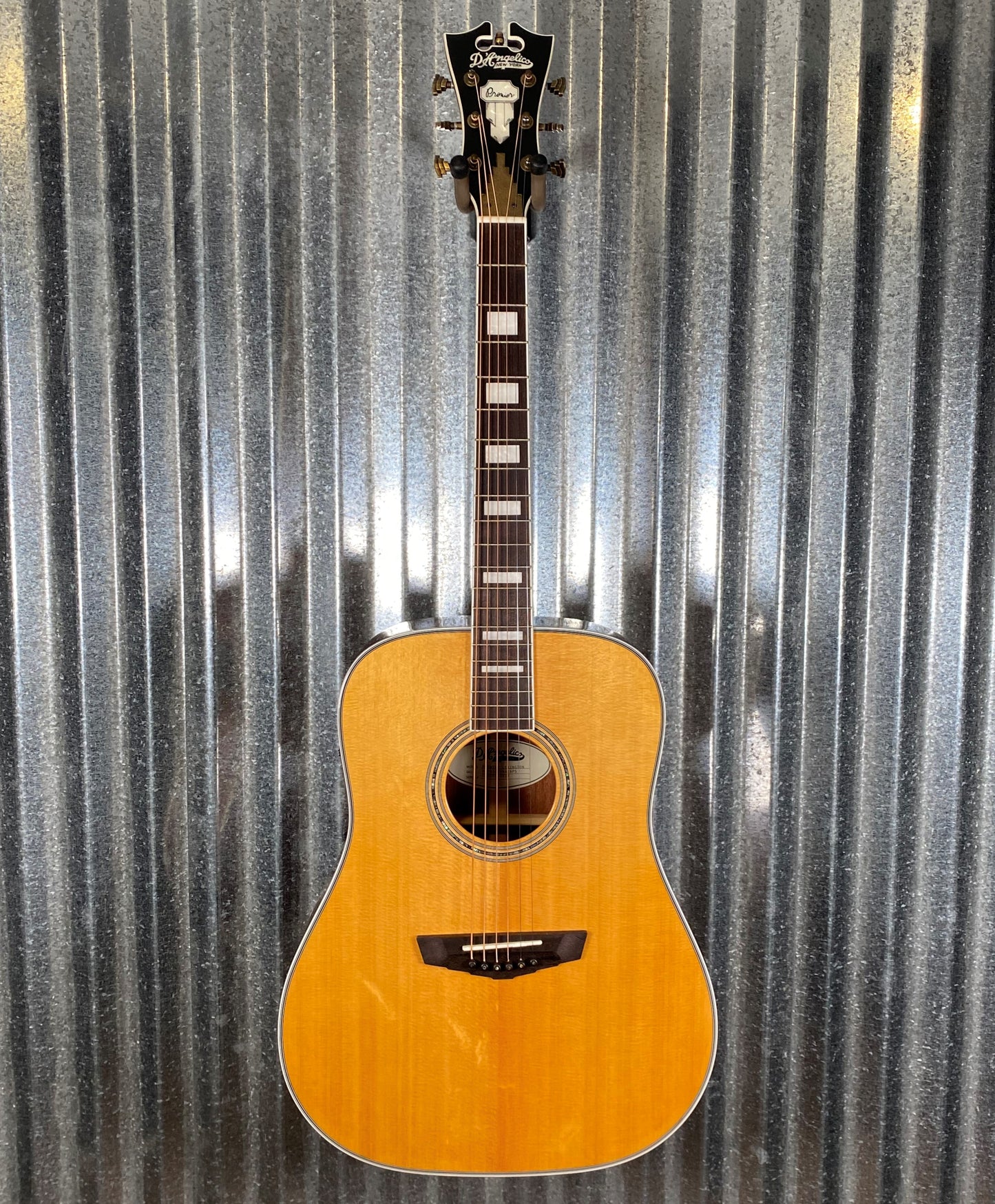 D'Angelico Premier Lexington Dreadnought E Vintage Natural Acoustic Electric Guitar #3939