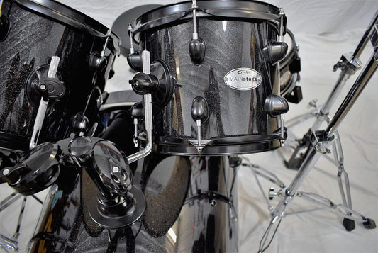DW Pacific Drums Mainstage Black Metallic 5 Piece Drum Kit & Stands & Throne