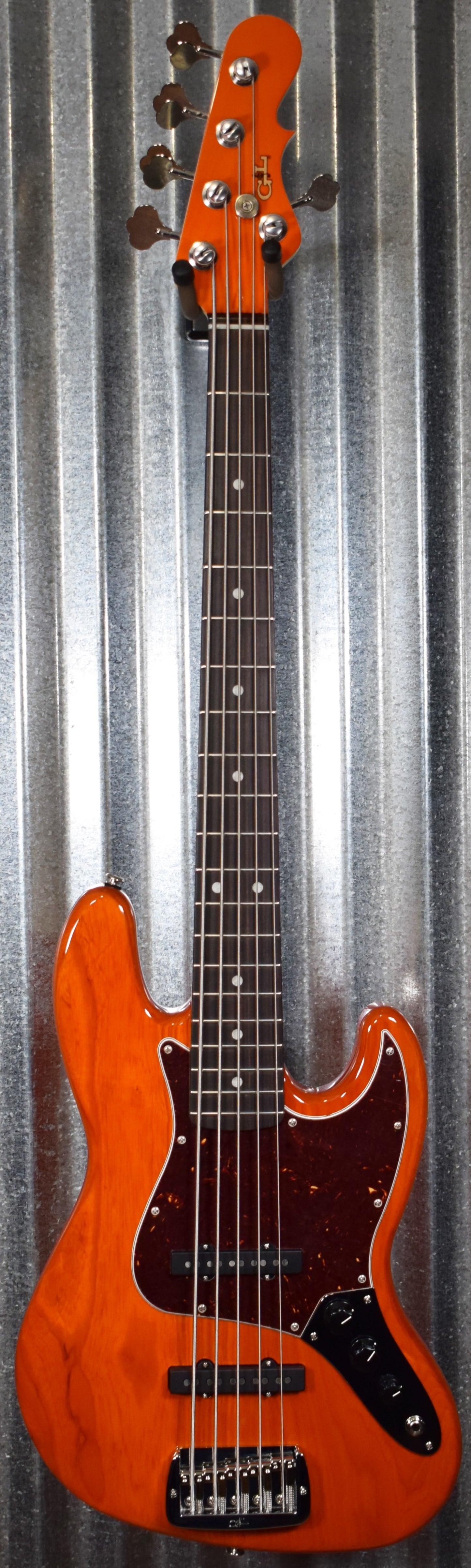 G&L USA JB-5 5 String Jazz Bass Clear Orange & Case JB5 #2085