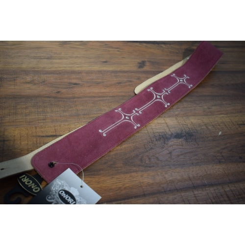 Onori S2HC-BUR Burgundy Suede Cross Adjustable Guitar Strap