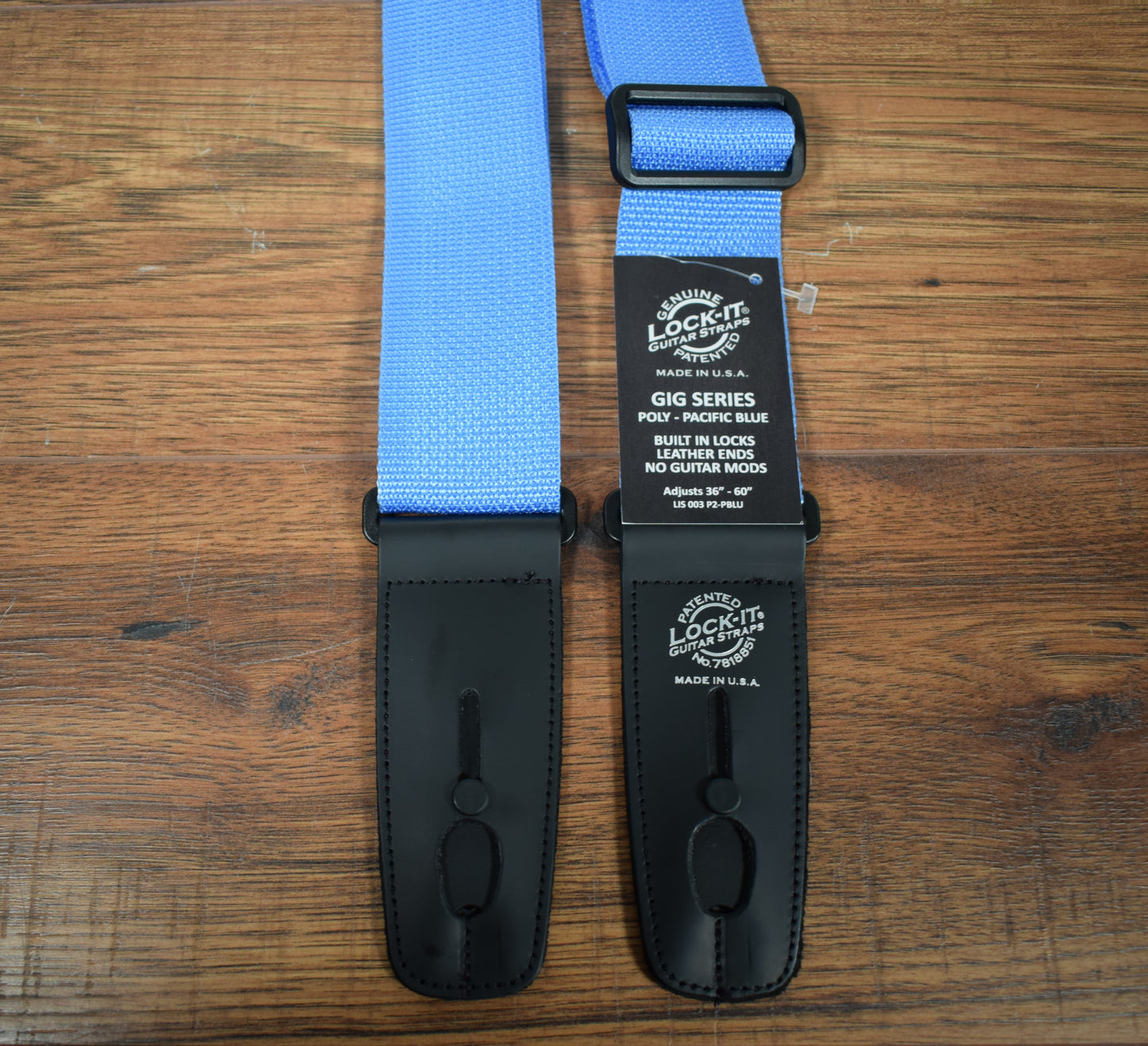 LOCK-IT Straps Polypro Series 2" Pacific Blue Poly Guitar Bass Strap 003 P2-PBLU