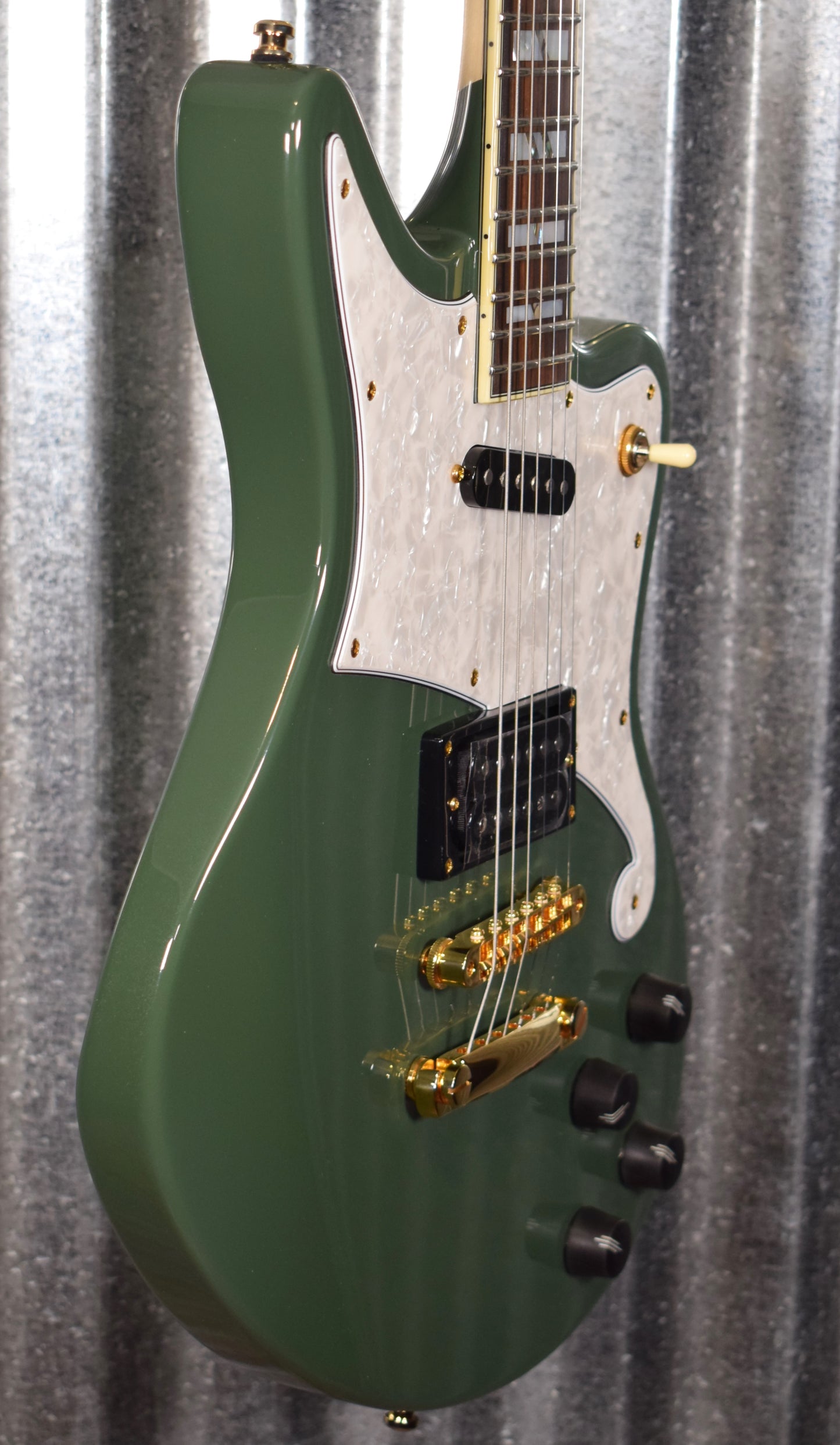 D'Angelico Deluxe Bedford Offset Army Green Guitar & Case #0630