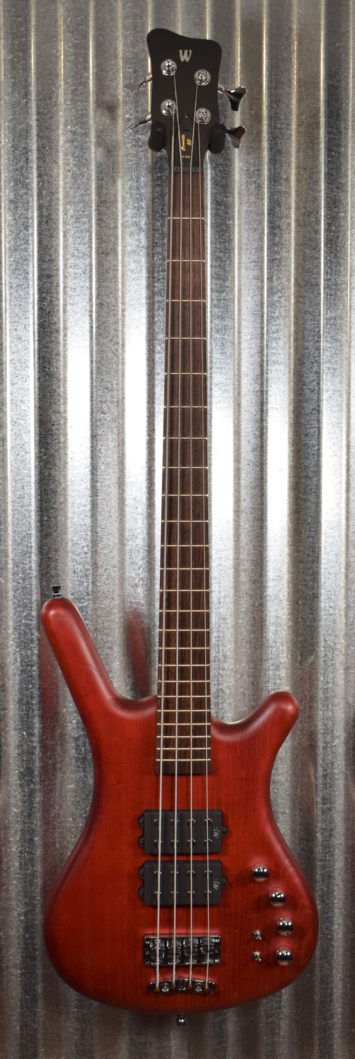 Warwick German Pro Series Corvette $$ Double Buck Burgundy 4 String Bass & Bag #3519