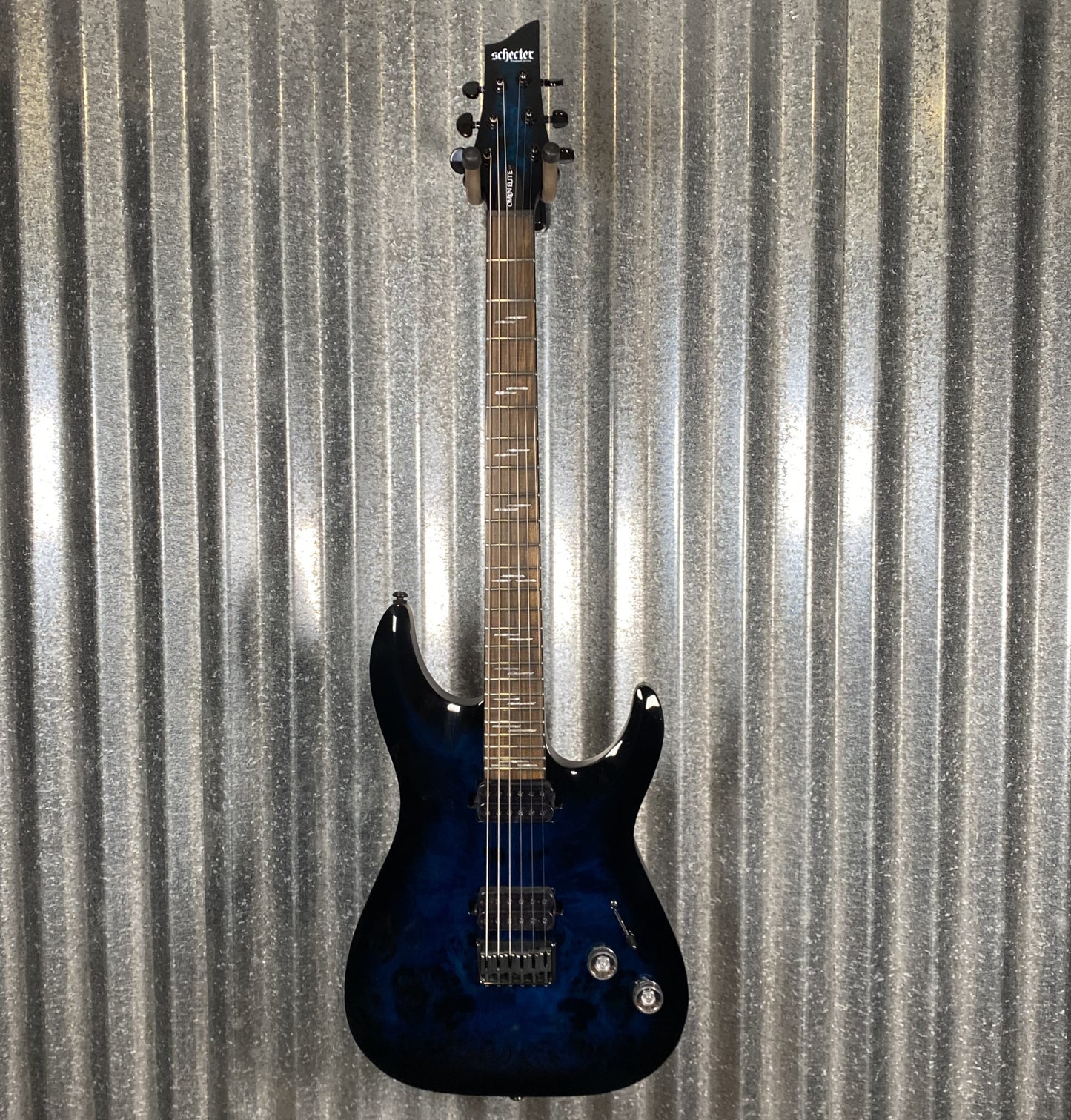 Schecter Omen Elite 6 See Thru Blue Burst Guitar #1220