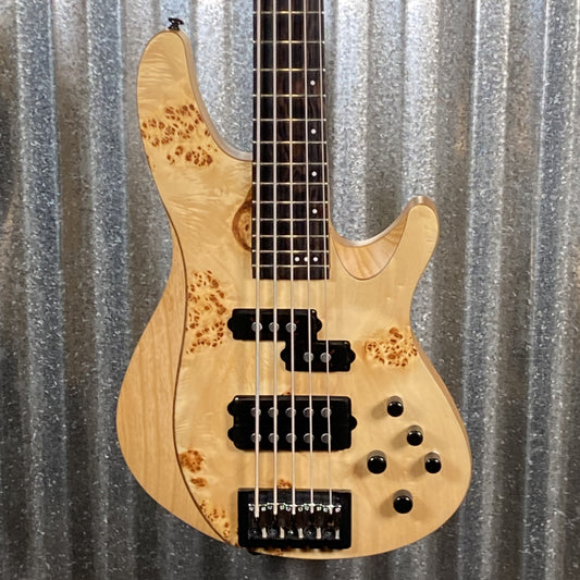 Schecter Reaper 5 String Bass Poplar Burl Top Natural Satin #0778